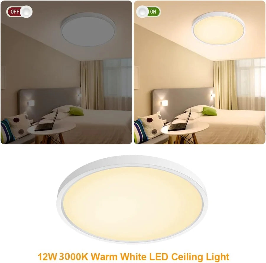 7 Inch Round LED Ceiling Light – 12W – White – 3000K / 4500K / 5000K / 6500K – Flush Mount Ceiling Light – Local Stock (US/UK)