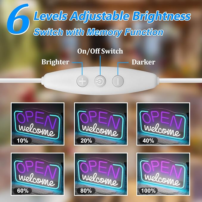 OPEN Welcome Silicone Neon Signs – USB Powered | 16.9×9.4 inch | LED Light for Storefront Window | 2 Color Options