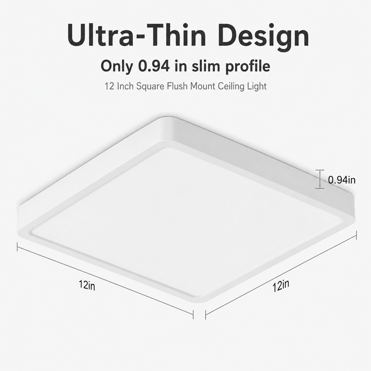Plafonnier LED carré 12 pouces – 24 W – Blanc – 3000 K / 4500 K / 5000 K / 6500 K – Plafonnier encastré – Stock local (États-Unis, Royaume-Uni et Allemagne)