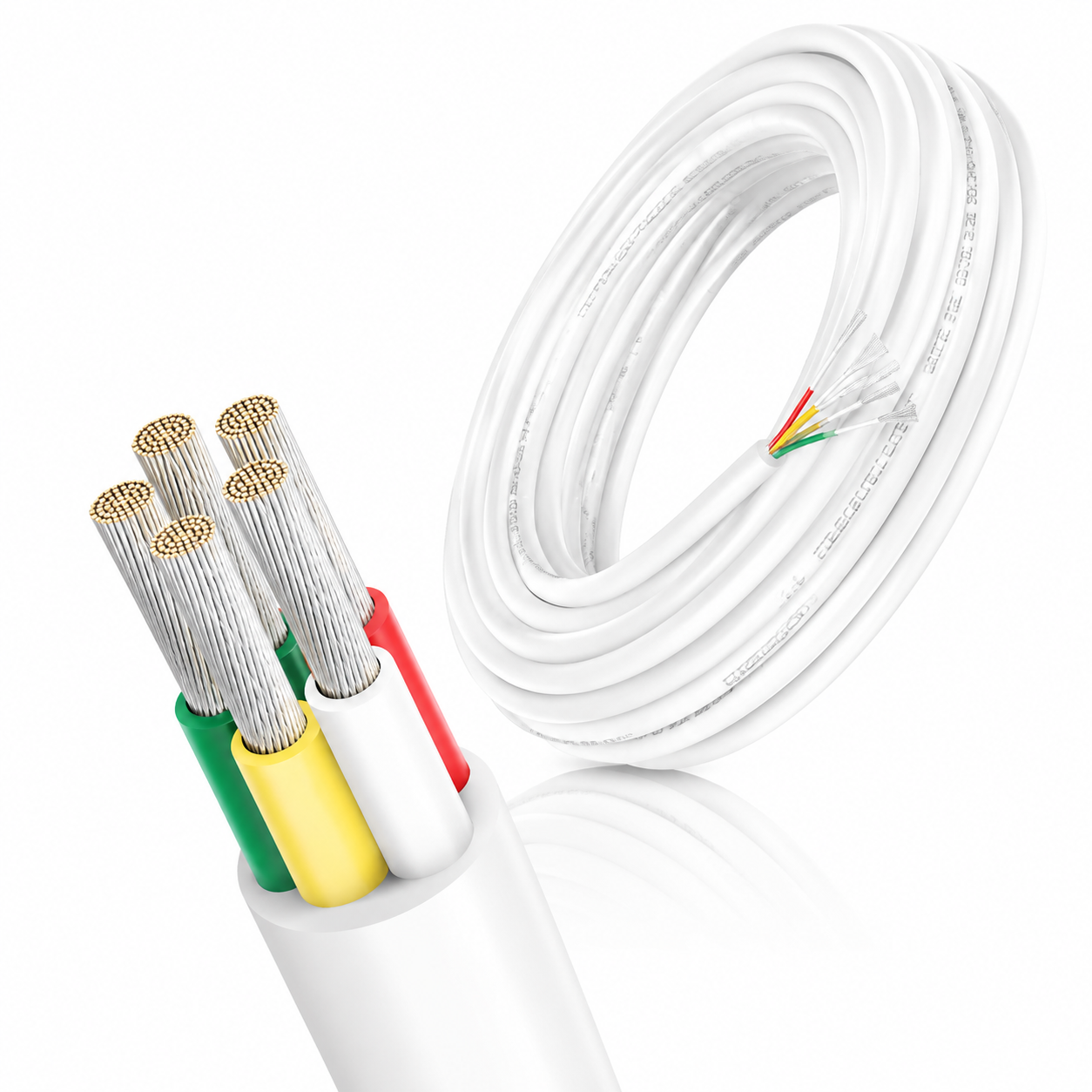 24 AWG Stranded Electrical Wire, 2/3/4/5 Conductor Multi-Core Cable, Black/White PVC Flexible Insulated Cord for Extension & Wiring —10/20/50m (33ft–165ft) Options