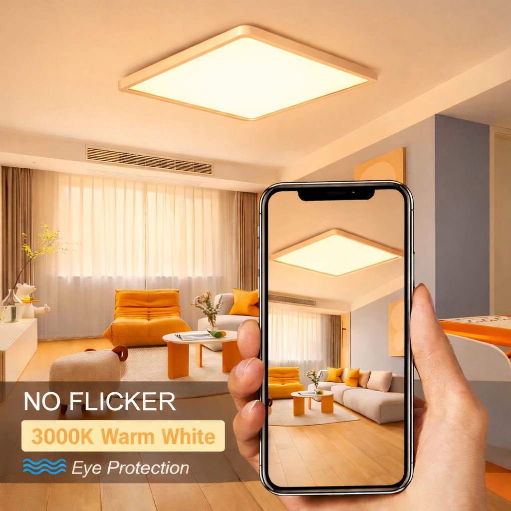Plafonnier LED carré 12 pouces – 24 W – Blanc – 3000 K / 4500 K / 5000 K / 6500 K – Plafonnier encastré – Stock local (États-Unis, Royaume-Uni et Allemagne)