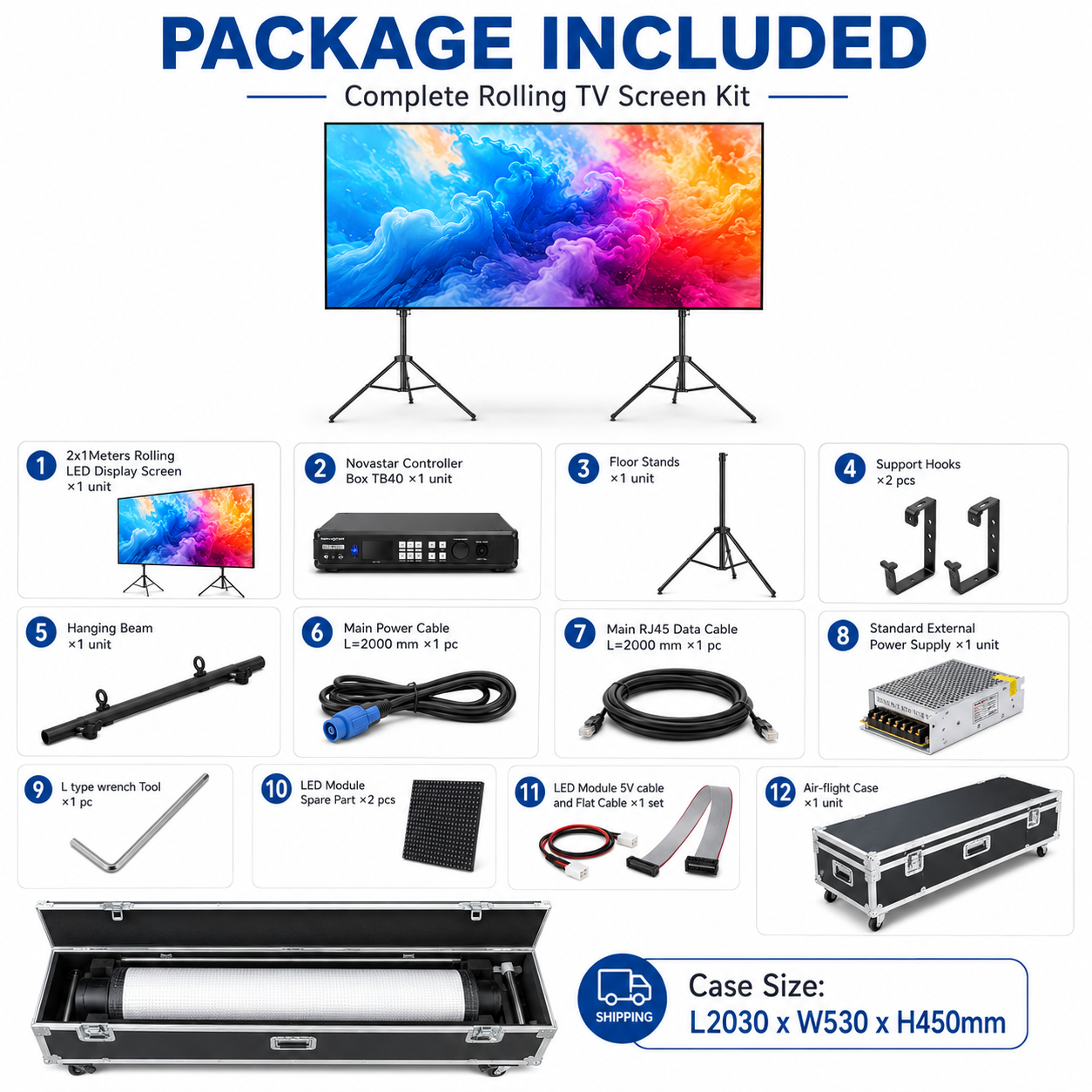 88 Zoll rollender Fernsehapparat P1.25 2x1 Meter 2SQM beweglicher LED-Bildschirm-Ausrüstung