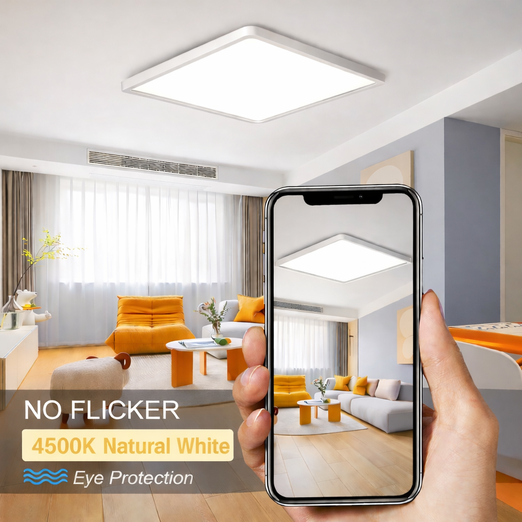 Plafonnier LED carré 12 pouces – 24 W – Blanc – 3000 K / 4500 K / 5000 K / 6500 K – Plafonnier encastré – Stock local (États-Unis, Royaume-Uni et Allemagne)