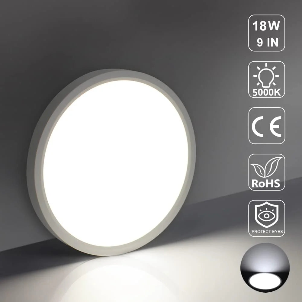 9 Inch Round LED Ceiling Light – 18W – White – 3000K / 4500K / 5000K / 6500K – Flush Mount Ceiling Light – Local Stock (UK/US)