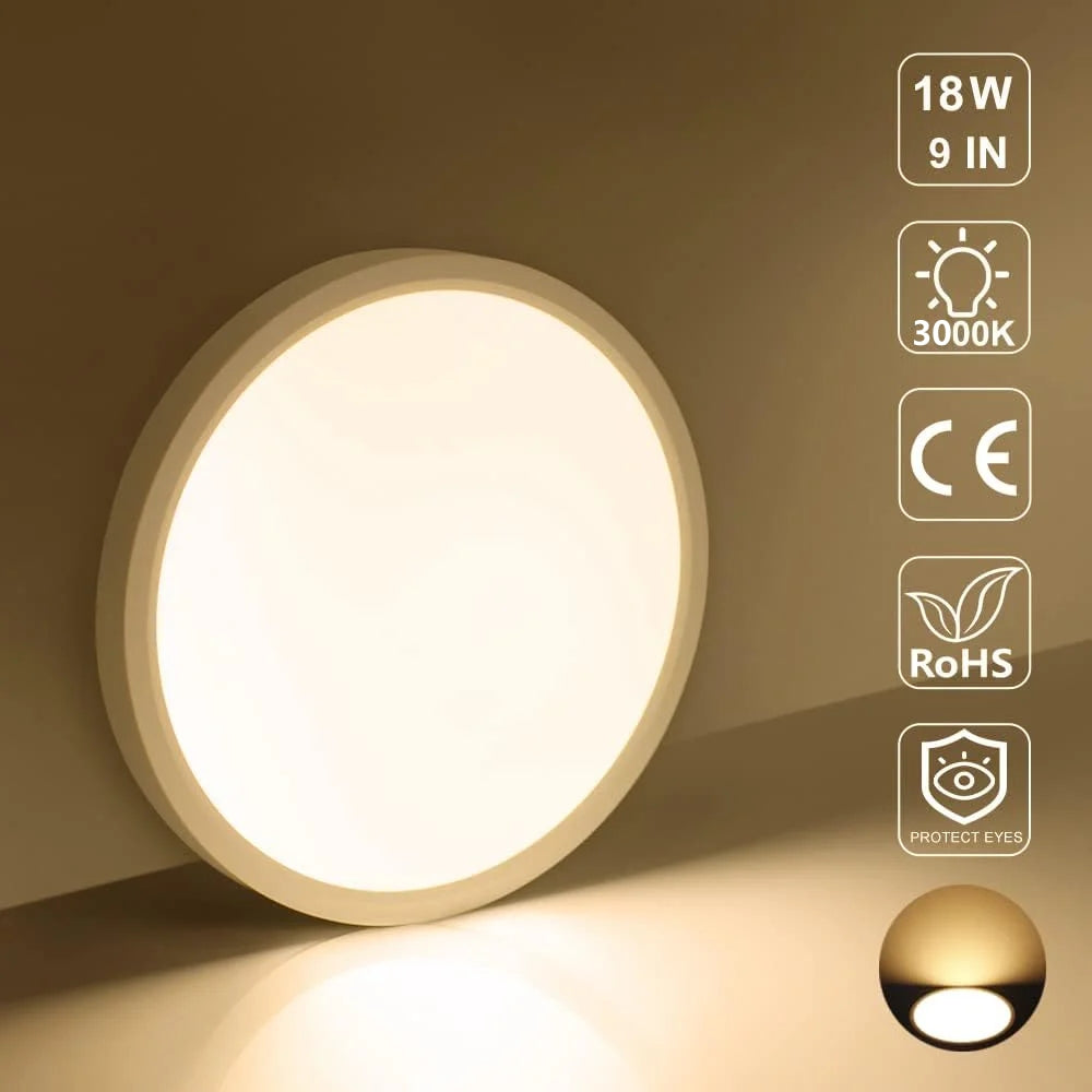 9 Inch Round LED Ceiling Light – 18W – White – 3000K / 4500K / 5000K / 6500K – Flush Mount Ceiling Light – Local Stock (UK/US)