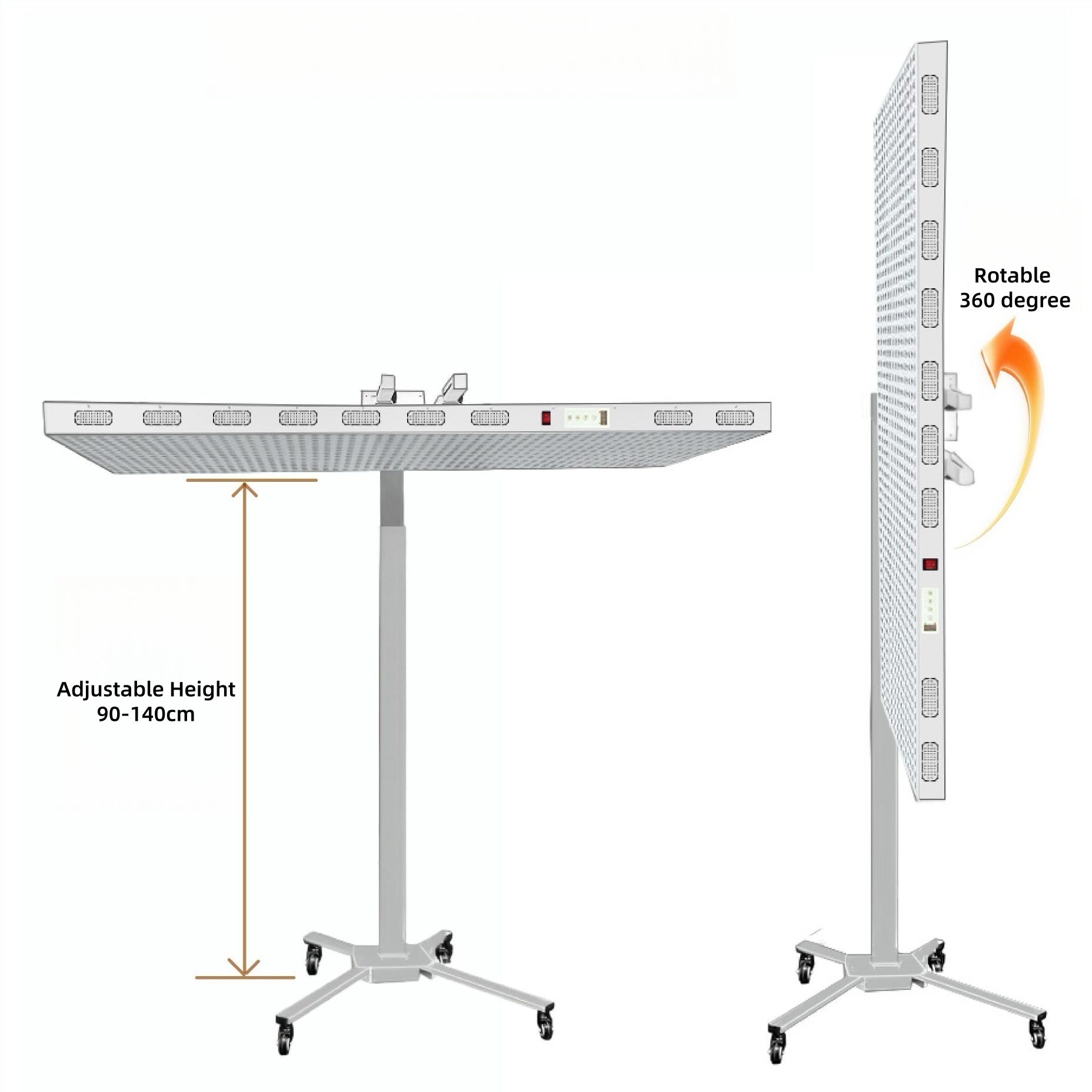 AL-PRO Series Heavy Duty Panel Red Therapy Light – 1000W / 1250W  | Dual Chip Red Light & Infrared | Touch Control with Timer & Pulse Dimming | Hanging/Mobile Stand/Electrical Mobile Stand Options| for Pain Relief & Skin Beauty