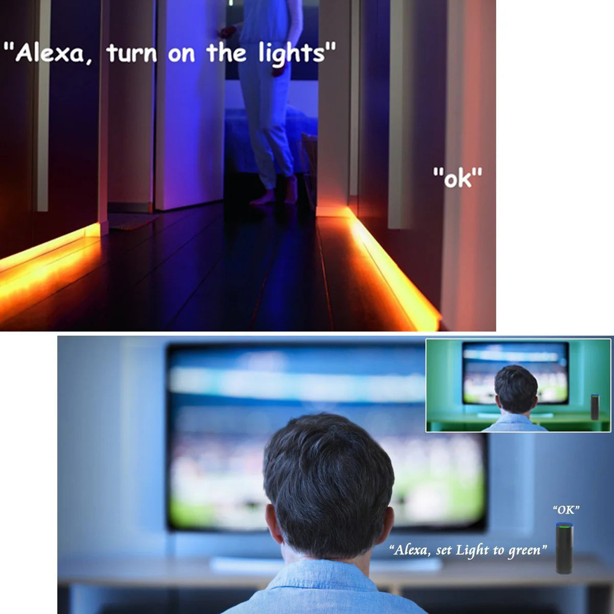 Smart WIFI SMD5050 150LEDs RGB LED Strip Light Kit - DC12V | 30 LEDs/M | 10mm PCB | IP00 / IP65 | 5M /10M | RGB Color Changing LED Strip Lights with Alexa, Google Assistant | App Control & 24 Keys Controller + Power Supply | 5/10M