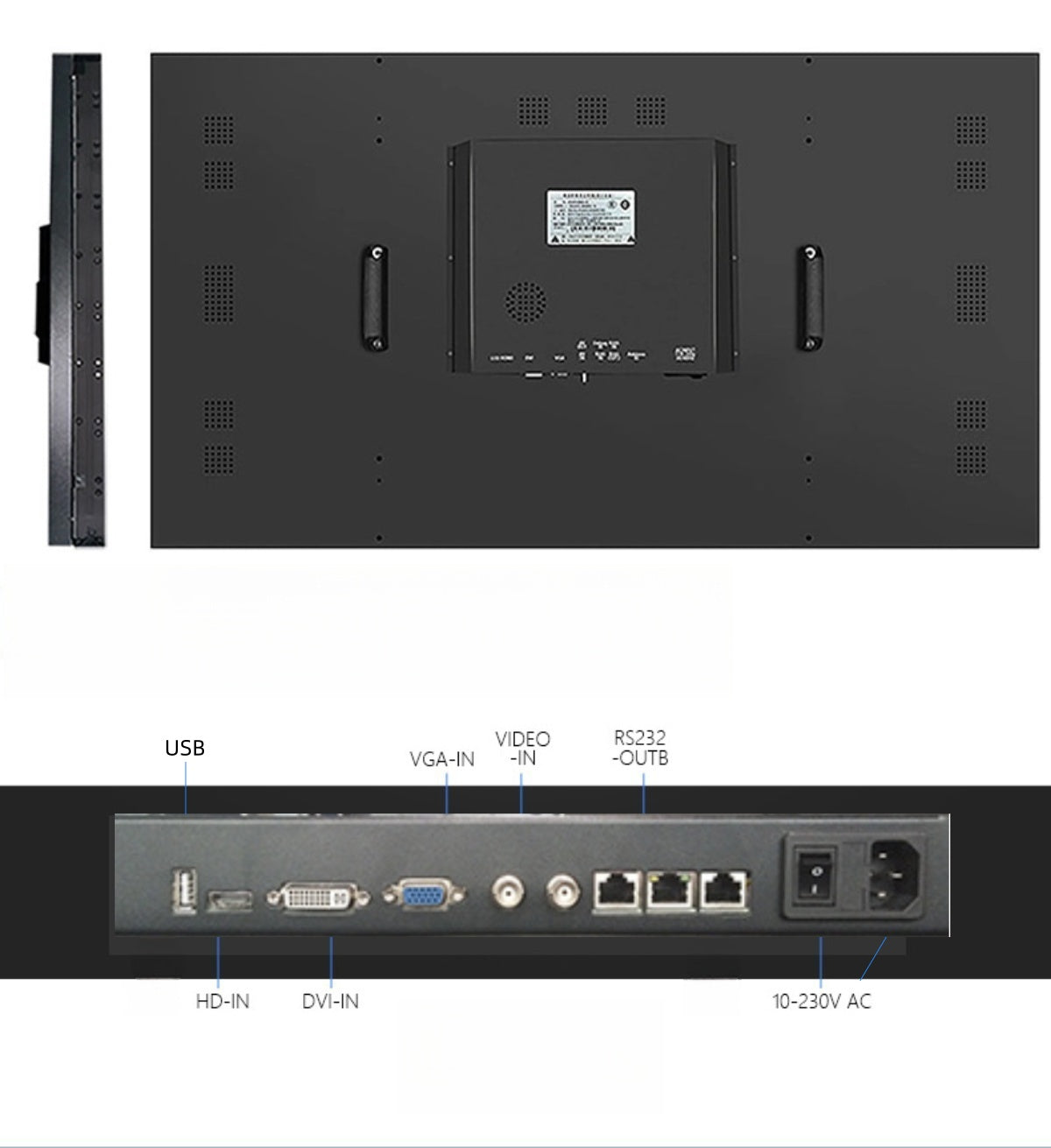 49-Zoll-BOE-LCD-Videowand – 3x3-Kit (9 Panels) | 1920 x 1080 FHD | 500 Nits | Ultraschmaler Rahmen 3,5 mm | HDMI-Spleißer + Wandhalterung enthalten