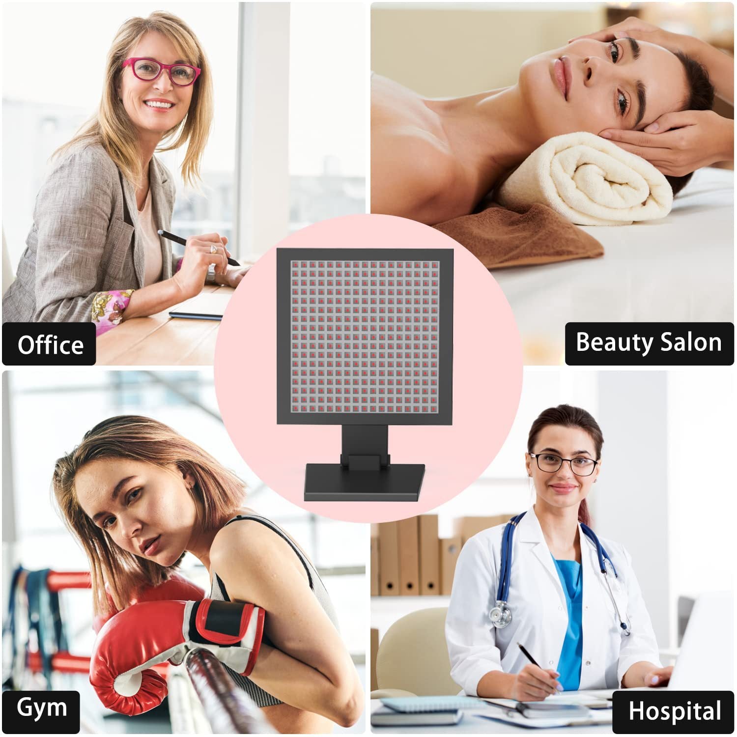 50W Infrared Therapy Lamp – Red Light 655–665nm & IR 850–860nm | Dimmable & Timer | AC100–240V | Aluminum Alloy + PC Cover | for Skin Beauty, Muscle | Blue Stand / Desktop Stand | Included Controller, Protective Goggles | US / EU / UK / AU Plug
