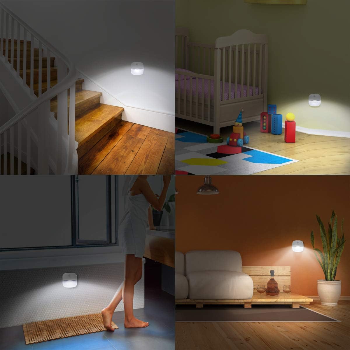 Battery Operated LED Motion Sensor Light - 2 / 3 / 4 / 5 / 6 PCS | Dual White (3000K-6500K Switchable) | Cordless Stick-On LED Night Light for Closet, Hallway, Bathroom, Kitchen, Cabinet(Battery not included)