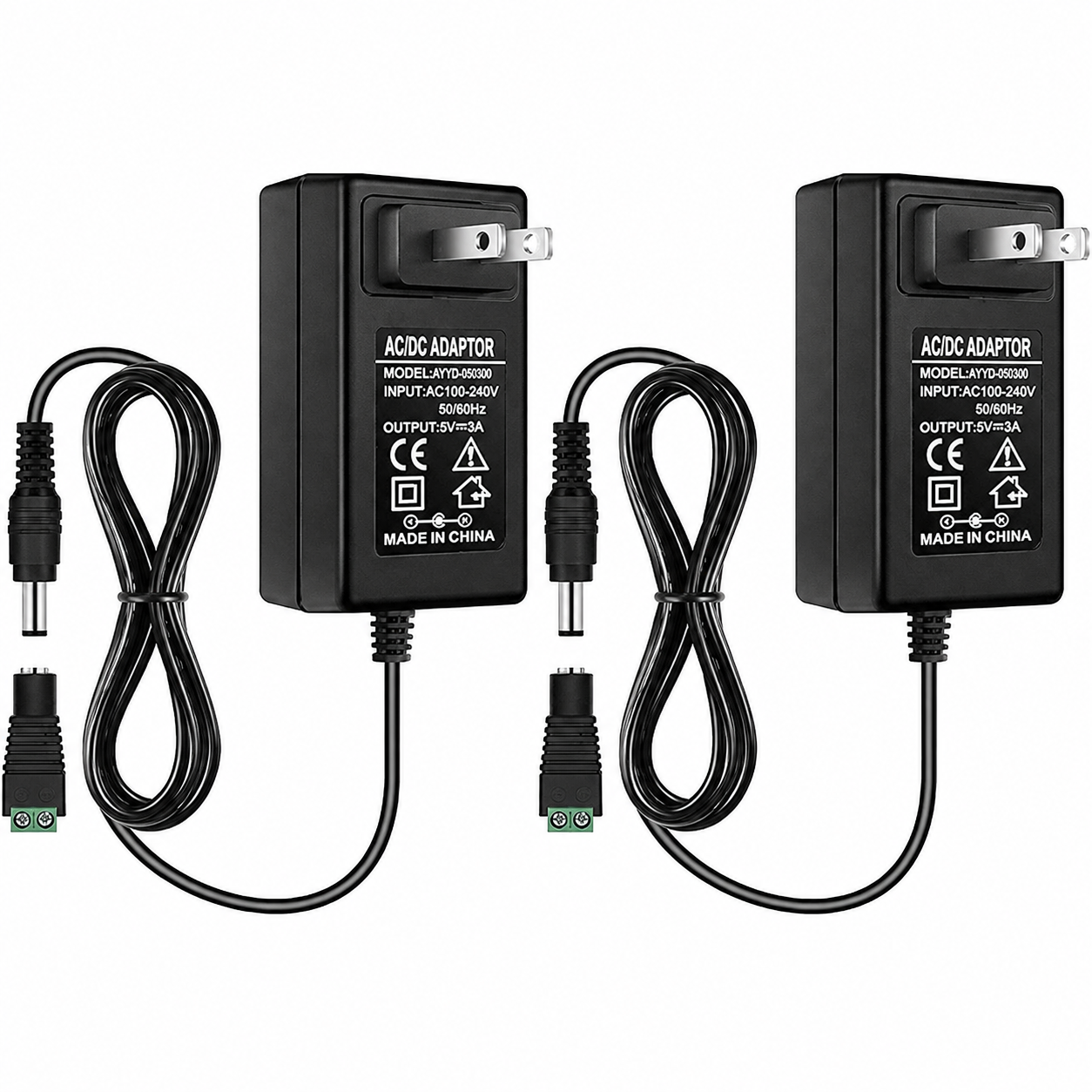 DC 5V Plug-in Power Supply Adapter 25W, AC 100–240V Input, Black Housing Wall Charger Transformer with US Plug — for LED Strip Lights, Router, USB Devices, Electronics