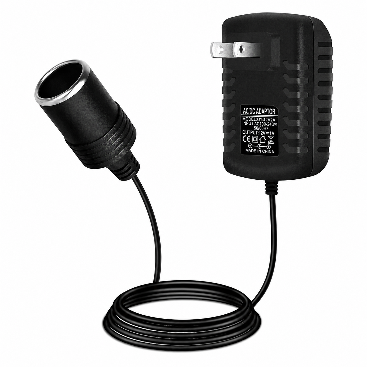 DC 12V Cigarette Lighter Power Supply Adapter 12W–36W, AC 100–240V to 12V Converter Transformer, Car Socket Charger for Pump, Cooler, LED Lights — US Plug