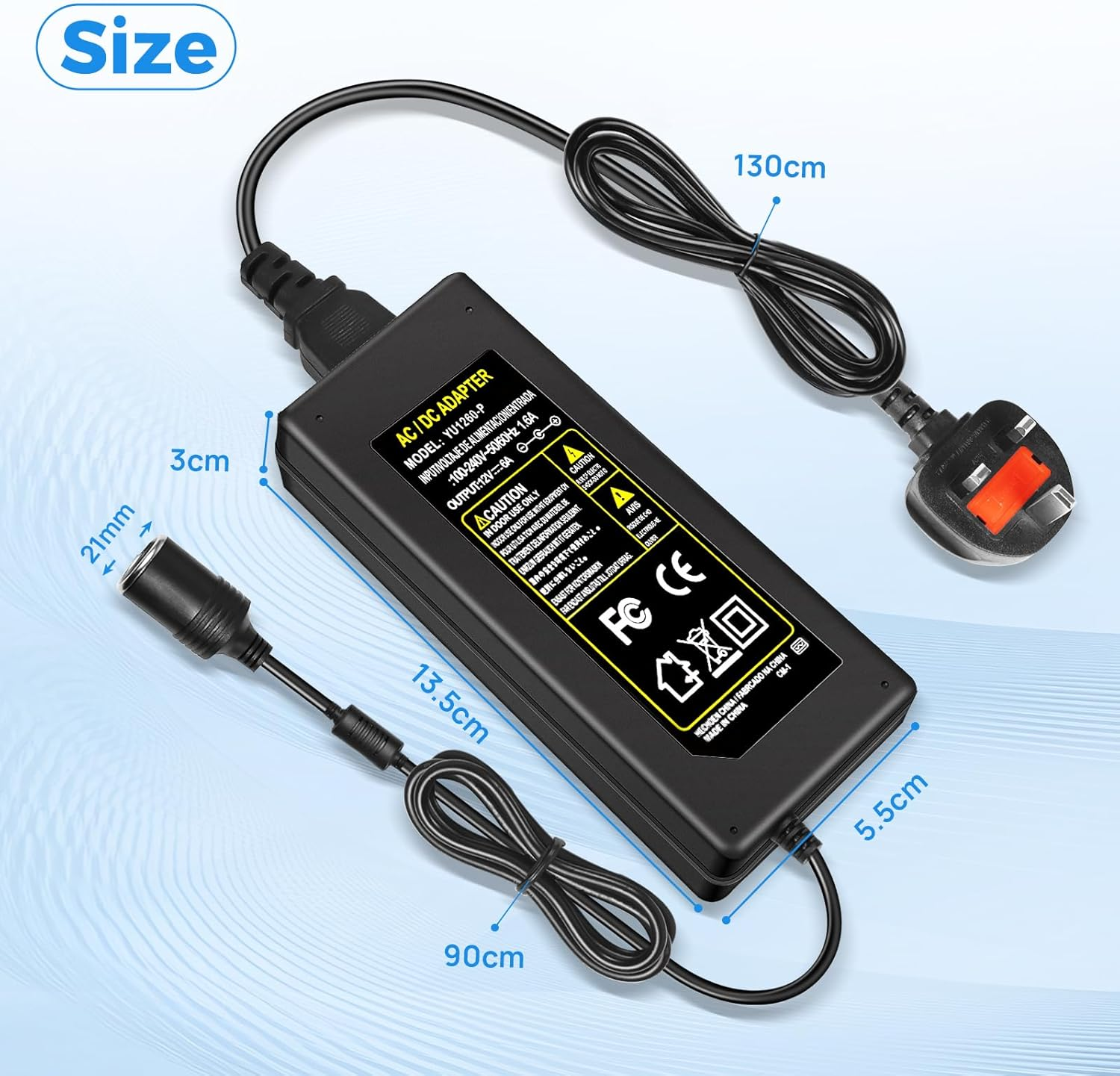 DC 12 V Zigarettenanzünder-Tischnetzteiladapter 60 W–120 W, AC 100–240 V Eingang, Konvertertransformator mit US/UK-Stecker – für Autozubehör, Luftpumpe, Kühler und Elektronik
