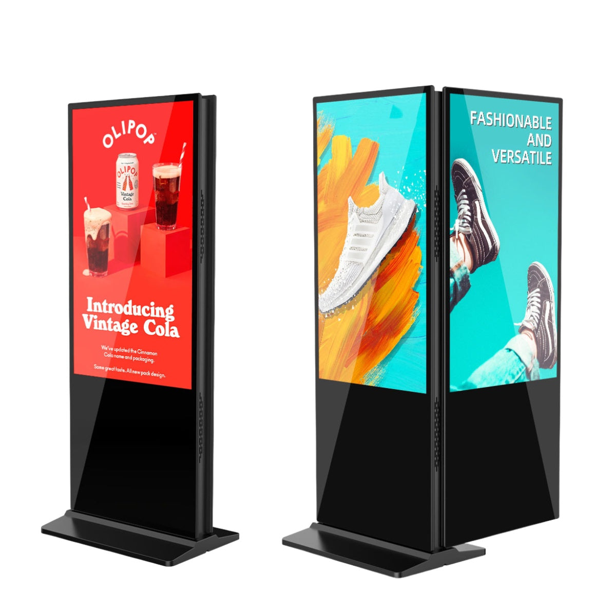55'' doppelseitiges, bewegliches LCD-Digital-Signage-Display für den Innenbereich | Android RK3568 2 GB + 32 GB | Ohne Touch | CMS vorinstalliert