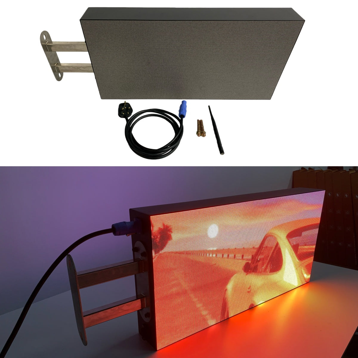 Enseigne LED double face série DS – P2.5 · 320 × 640 mm | Enseigne en saillie étanche pour chaînes de magasins, restaurants et supermarchés
