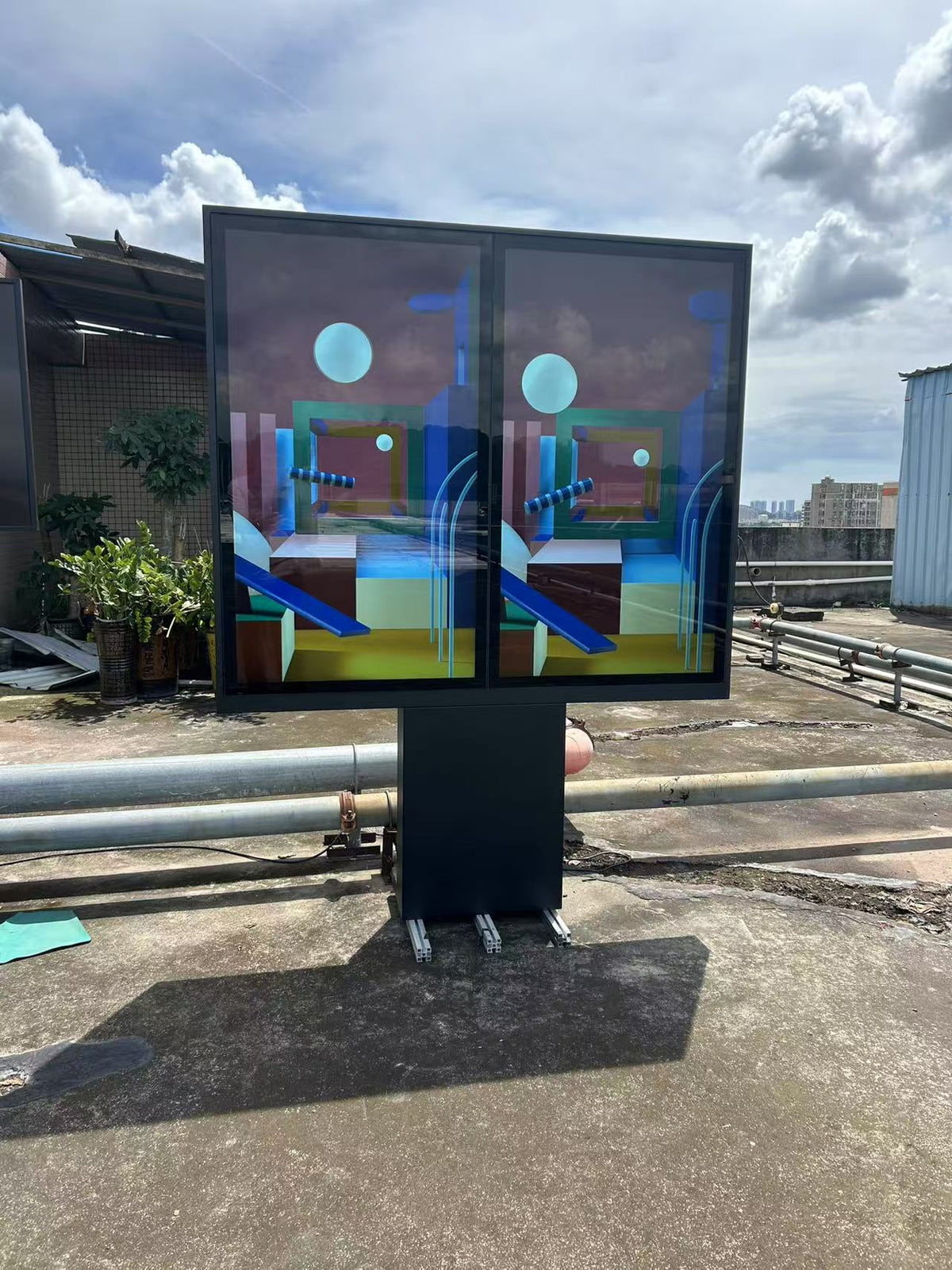 2500-Nit IP66 Outdoor Dual-Screen LCD Digital Signage | 43", 49" & 55" | Optical Bonding | Floor-Standing | Optional Touchscreen