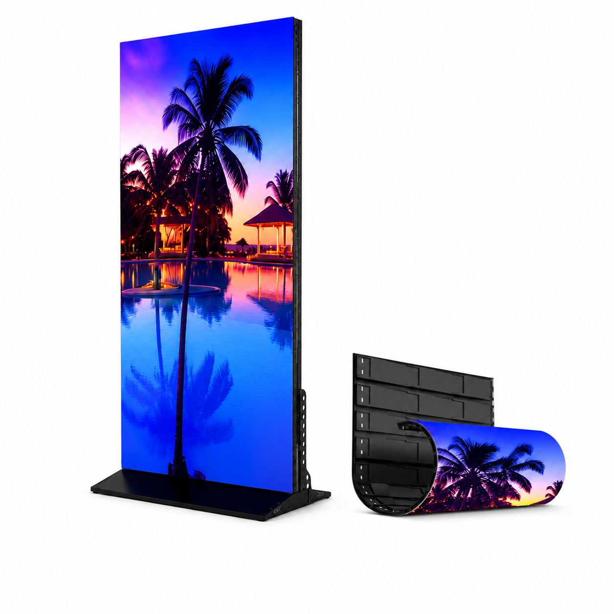 Rollbares LED-Posterdisplay der EP-RS-Serie | 1000 × 2000 mm | P2.6 / P1.95 / P1.56 / P1.25 | Leicht, flexibel und tragbar | Bodenstehend mit abnehmbarem Rahmen