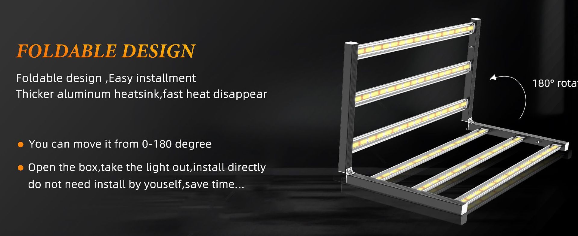 ES Series Foldable Commercial LED Grow Light 240W / 360W / 480W / 720W – Full Spectrum, Foldable Bar Design