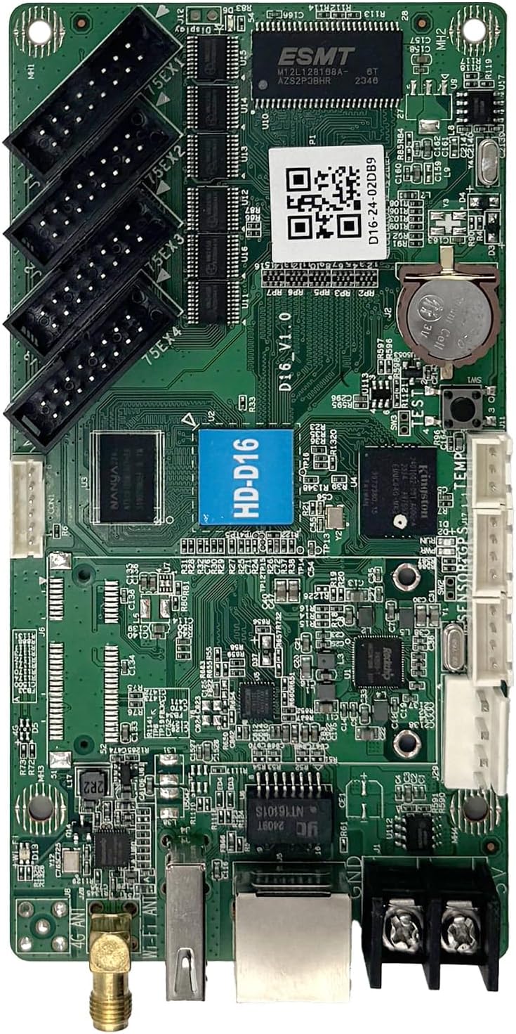 HUIDU HD-D16 LED Card with 4 HUB75E Ports | Digital Signage Player for LED Display Screens | Wi-Fi & LAN Control, 1080p Playback, 65,000 Pixels
