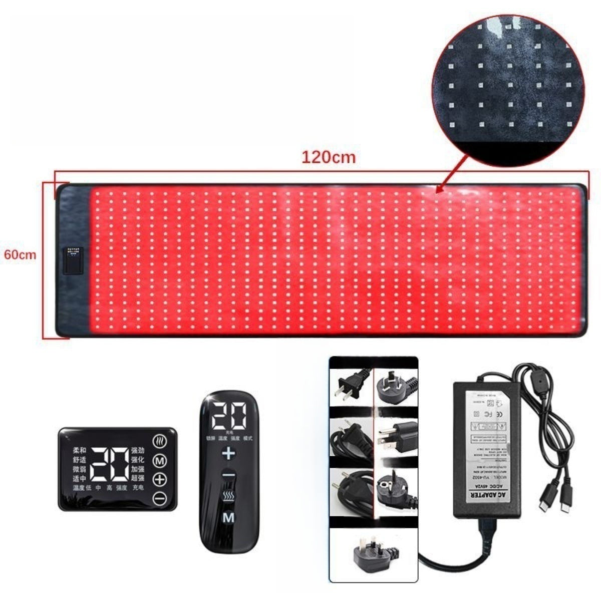 Infrared Therapy Heating Blanket & Mat – 6 Size Options | Red Light 660nm & IR 850nm |  Remote Control | Transparent Film | Vibration Massage | 8 Modes & 20 Intensity Levels | for Sleeping Pad, Yoga Mat & Body Relaxation | US / EU / UK / AU Plug
