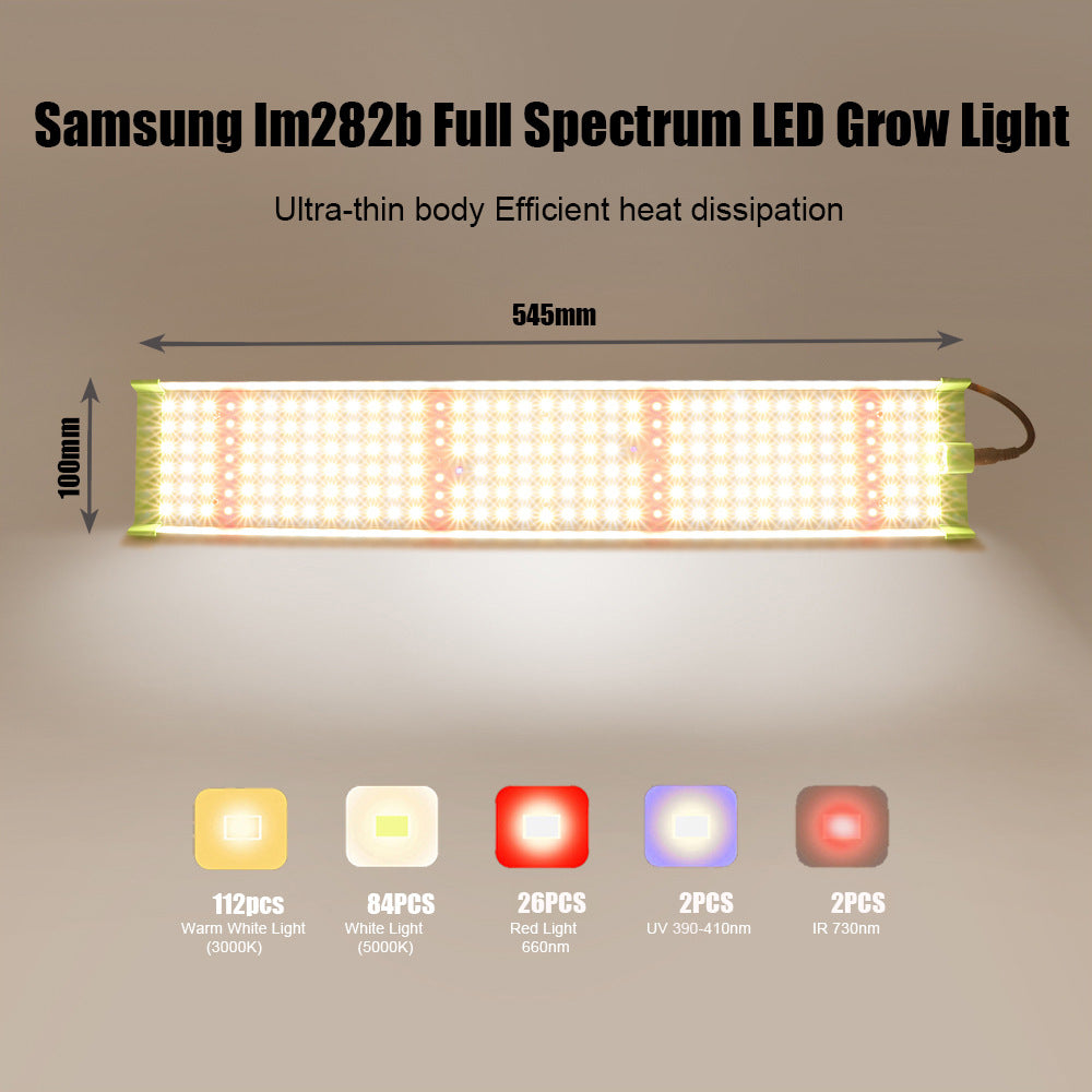 Full Spectrum Quantum Panel LED Grow Light - 45W | SMD2835 - 226 LEDs | 5000K / 3000K + 660nm Red + 730nm IR + 395nm UV | AC85–277V | Included Hanging Rope, Switch Power Supply | for Indoor Plants & Hydroponics