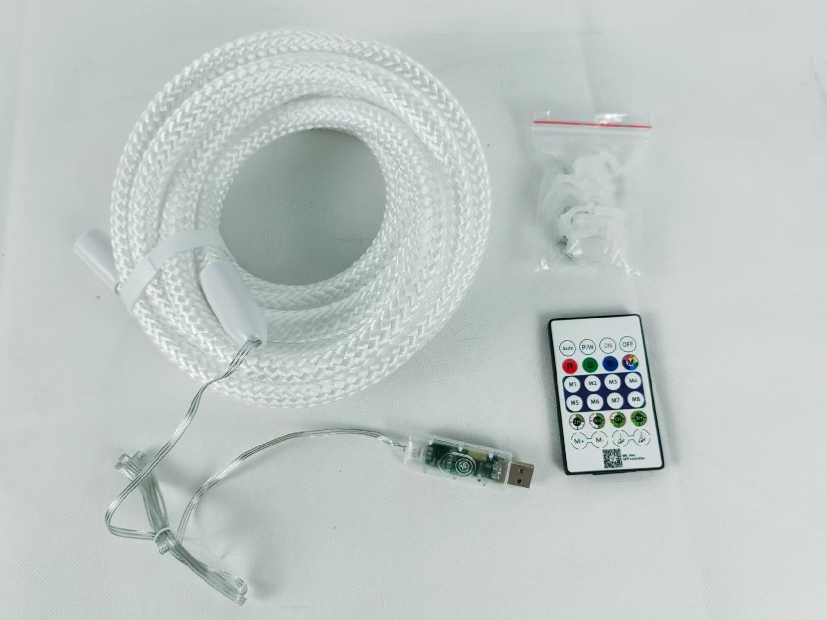 Bande lumineuse LED néon 360°, aspect tissé, couleur RVB, étanche, flexible