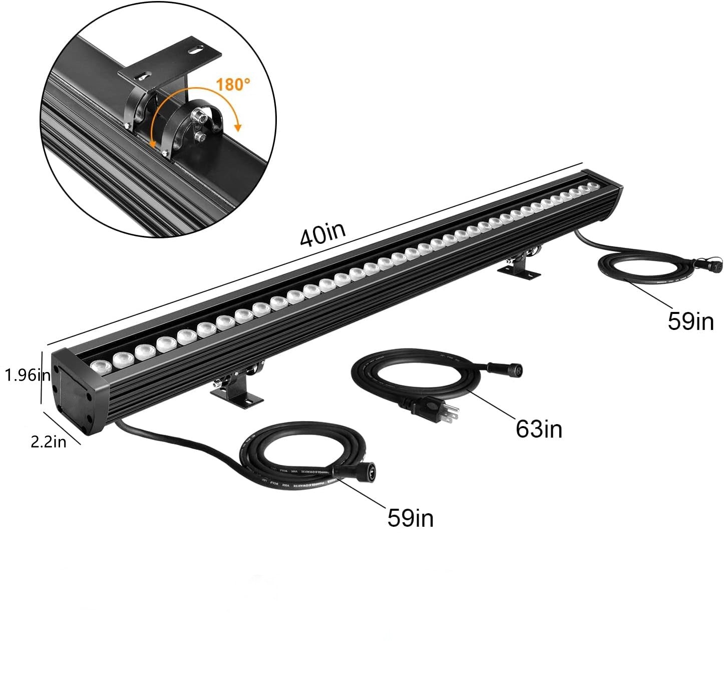 Linkable 5056 Linear Smart RGBCW LED Wall Washer – 60W |AC110V / AC220V | Waterproof Color Changing Wall Wash Light |  RF Remote/APP Control | for Indoor & Outdoor Architectural Lighting