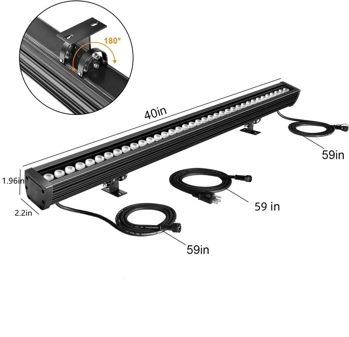 Linkable 5056 Linear Smart RGBCW LED Wall Washer – 60W |AC110V / AC220V | Waterproof Color Changing Wall Wash Light |  RF Remote/APP Control | for Indoor & Outdoor Architectural Lighting