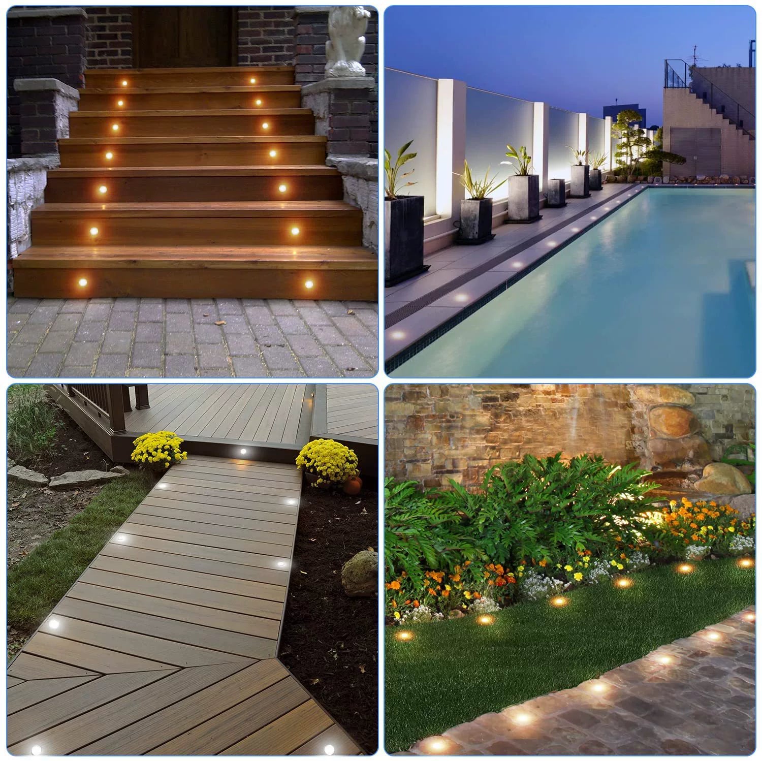 Freies Verschiffen 8 STÜCKE Pack 1 Watt IP67 DC12-24V Im Freien Wasserdichte Schritt Licht Anti-Glare Dimmbar Villa Garten LED Fuß licht