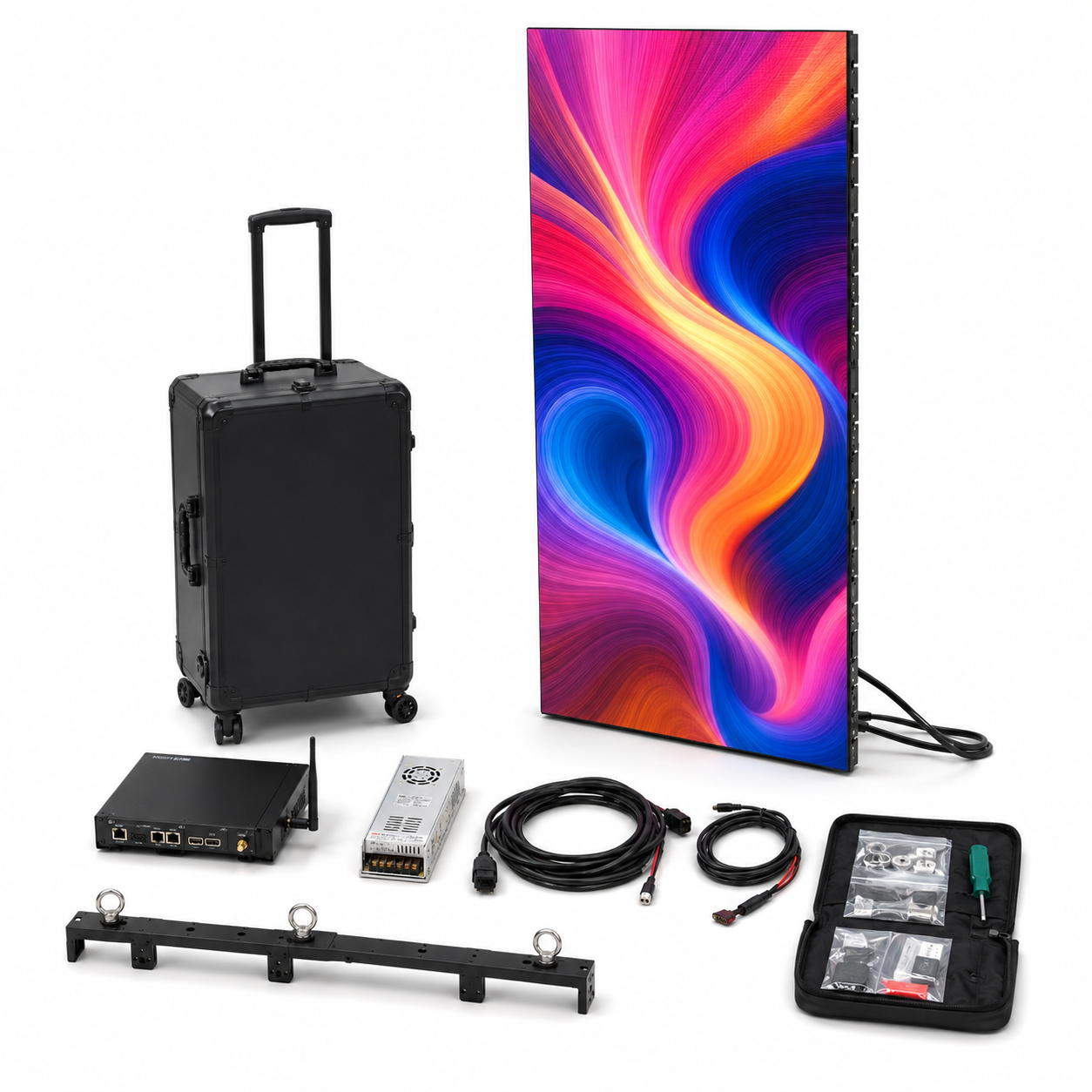 Rollbares LED-Posterdisplay der EP-RS-Serie | 500 × 1000 mm | P2.6 / P1.95 / P1.56 / P1.25 | Leicht, flexibel und tragbar | Unterstützt hängende und magnetische Installation 