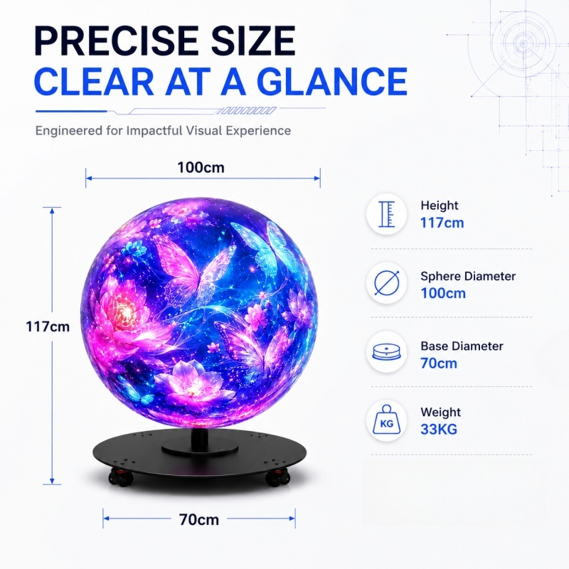 3D Hologram Fan Sphere (Holoball) 100cm (39.37") 360° LED Holographic Display | 3072 LEDs | WiFi APP Control | Commercial Advertising Display
