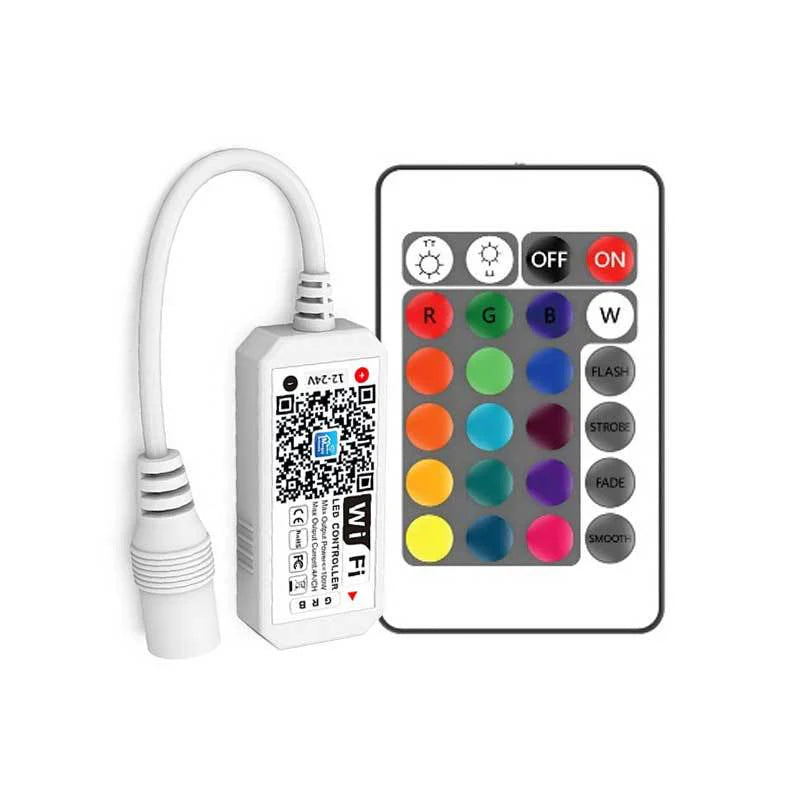 Smart WIFI SMD5050 150LEDs RGB LED Strip Light Kit - DC12V | 30 LEDs/M | 10mm PCB | IP00 / IP65 | 5M /10M | RGB Color Changing LED Strip Lights with Alexa, Google Assistant | App Control & 24 Keys Controller + Power Supply | 5/10M