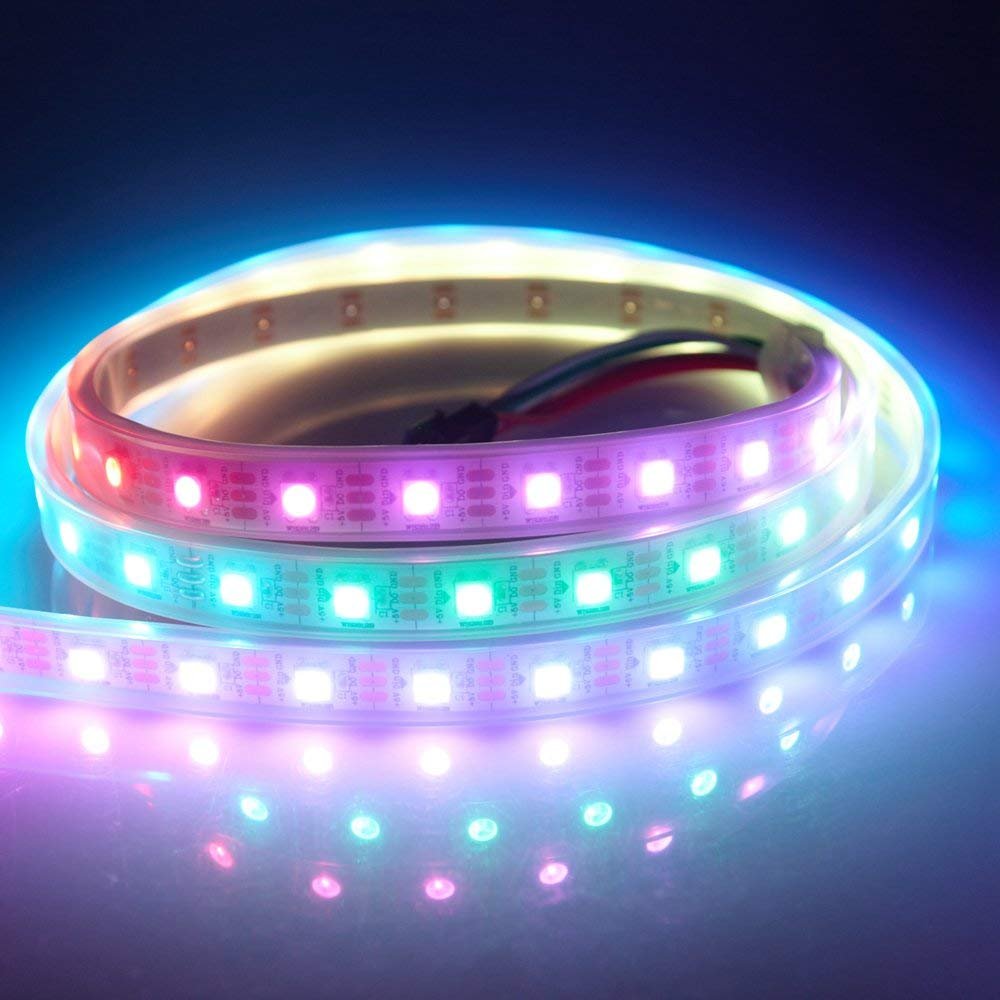 DC5V WS2812b RGBIC LED Strip Light - 10mm PCB | SMD5050 Individually Addressable | 30 / 60 / 96LEDs/M | White PCB |  IP00 / IP65 / IP67 | Flowing Multicolor LED Strip for Party, Decoration, Home DIY Lighting Projects | 5/50M
