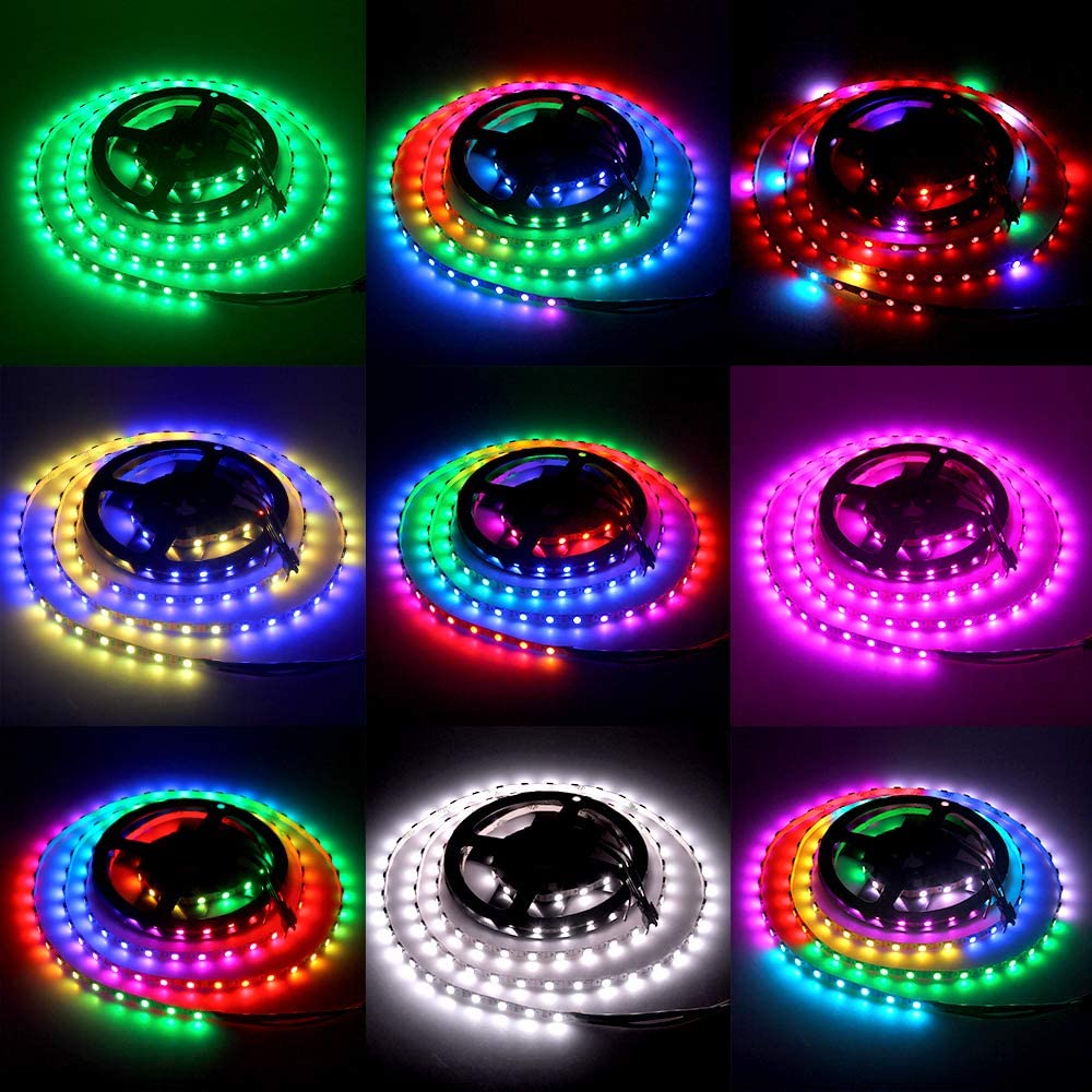 DC5V WS2812b RGBIC LED Strip Light - 10mm PCB | SMD5050 Individually Addressable | 30 / 60 / 96LEDs/M | White PCB |  IP00 / IP65 / IP67 | Flowing Multicolor LED Strip for Party, Decoration, Home DIY Lighting Projects | 5/50M