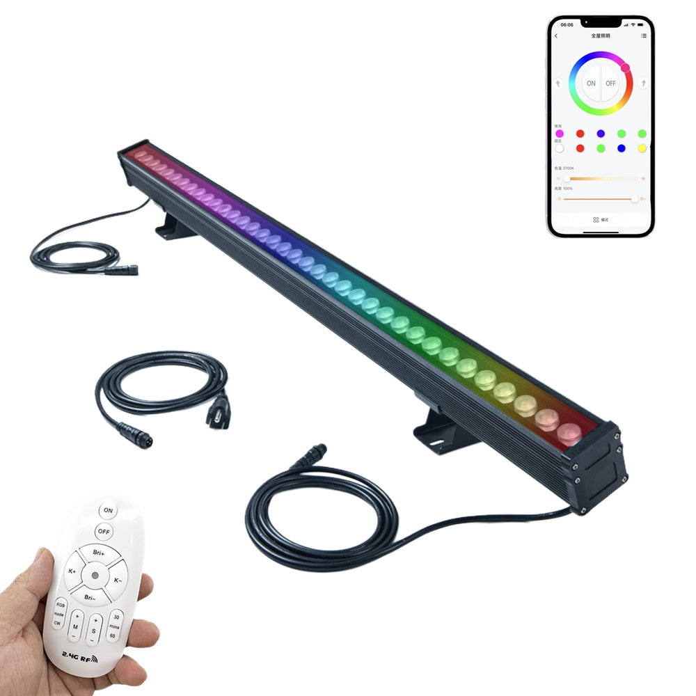 Applique murale LED RVB linéaire 5060 connectable avec télécommande, 36 W, étanche, à changement de couleur, pour projets d'éclairage intérieur/extérieur, hôtels, décorations murales de bâtiments