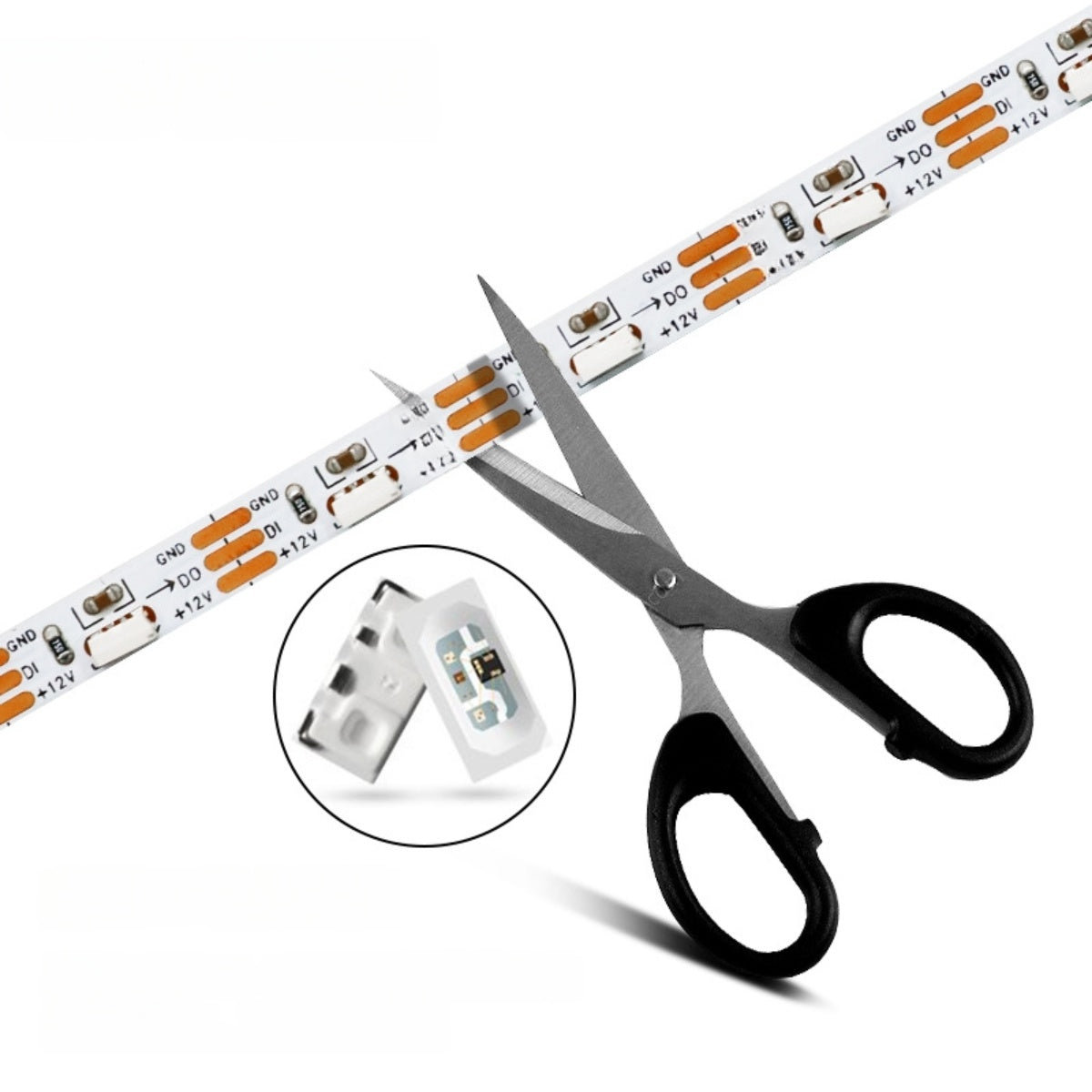 WS2812 Side Emitting RGBIC LED Strip Light - DC5V / 12V | 5mm PCB | SMD4040 Individually Addressable | 60 LEDs/M | White PCB |  Non-Waterproof | Flowing Multicolor LED Strip for Party, Decoration, Home DIY Lighting Projects | 5/50M