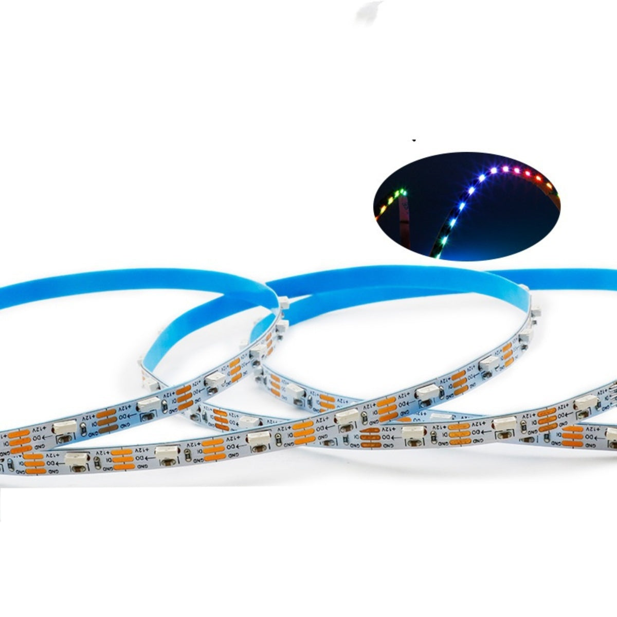 WS2812 Side Emitting RGBIC LED Strip Light - DC5V / 12V | 5mm PCB | SMD4040 Individually Addressable | 60 LEDs/M | White PCB |  Non-Waterproof | Flowing Multicolor LED Strip for Party, Decoration, Home DIY Lighting Projects | 5/50M