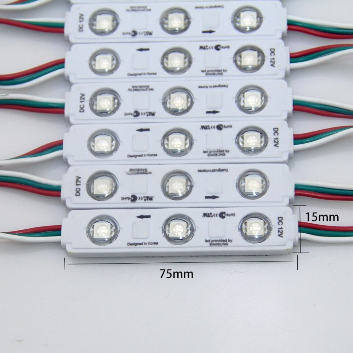 Lot de 20 modules d'éclairage LED RGB 5050 à 3 LED, 12 V, faisceau 160 °, étanche IP67, pour éclairage extérieur de vitrine