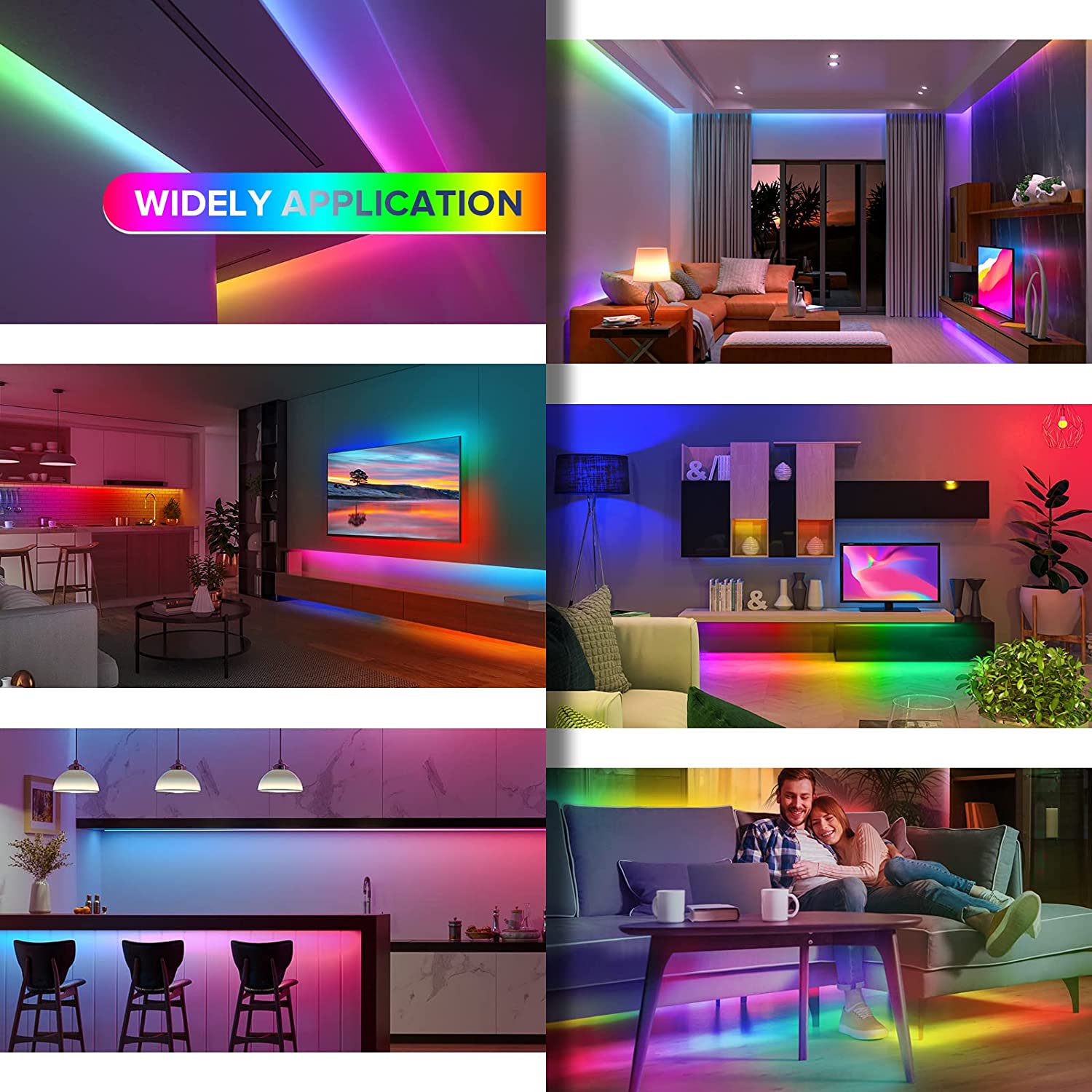 RGBIC Addressable COB Flexible LED Strip Light - 12V / 24V | 576 / 720 LEDs/m | Dream Color SP | 10mm PCB | Dot-Free Continuous Lighting | Non-Waterproof | for Cabinets, Kitchen & Office Lighting | 5/50M