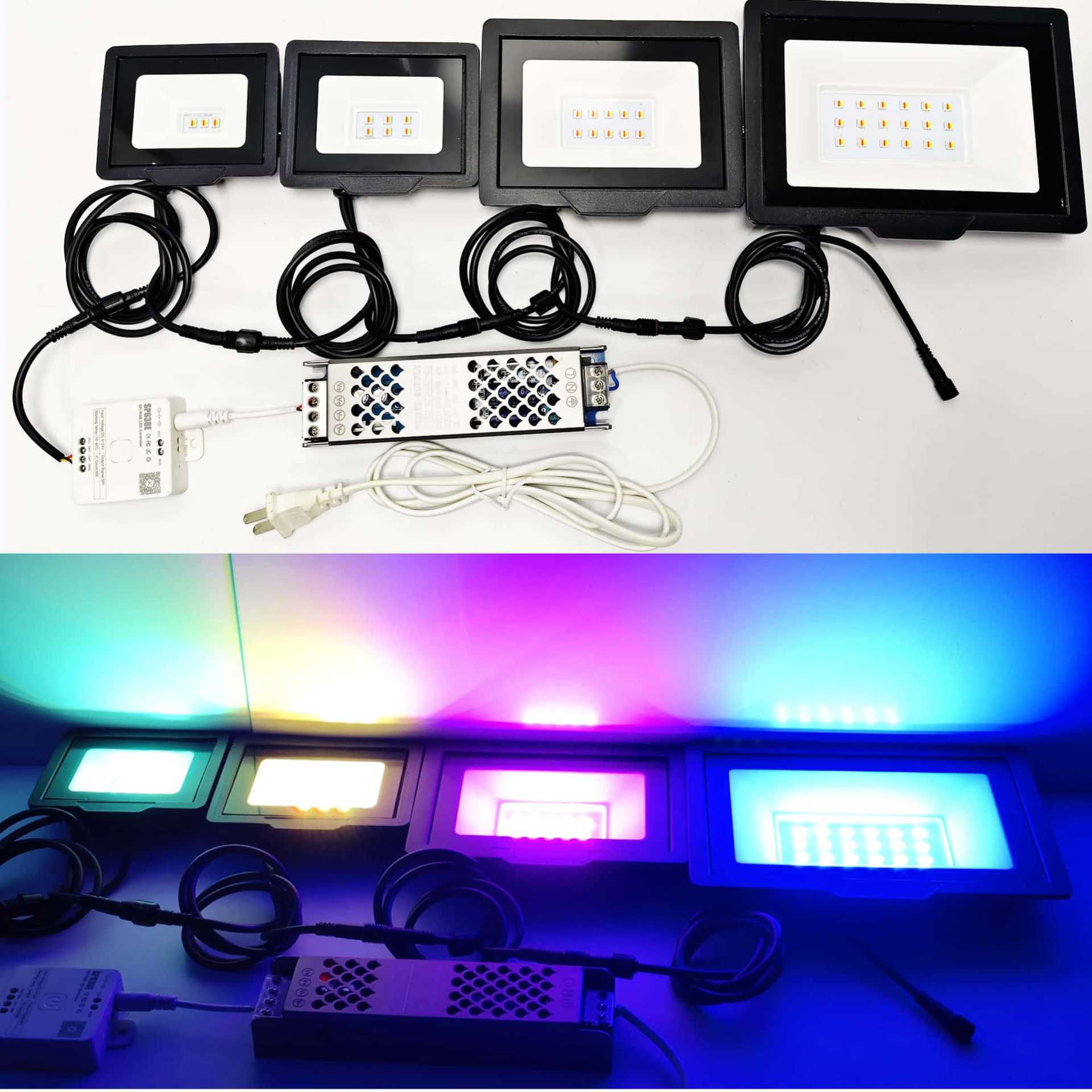 FL-IC Series SPI WS2811 RGBIC Addressable LED Flood Light – 10W - 50W | 24V DC | IP66 Waterproof Outdoor Landscape Light with Aluminum Housing & Tempered Glass | For Stage, Wall Wash & Architectural Lighting | Hardwired Connection (No Plug) | 2 / 10-Pack