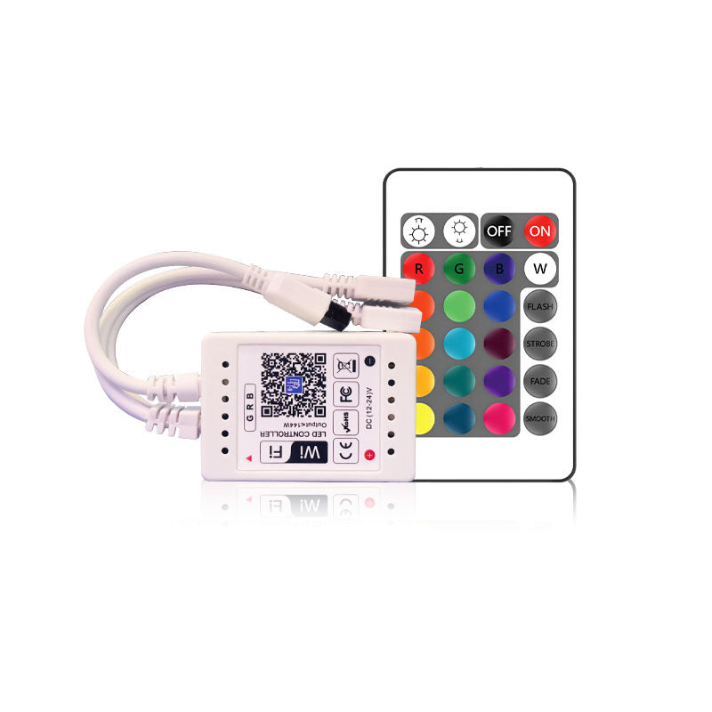 WiFi RGB/RGBW LED-Streifen-Controller – DC5V-24V | WiFi-App-Steuerung mit optionaler 24-Tasten-Fernbedienung | Für LED-Streifen