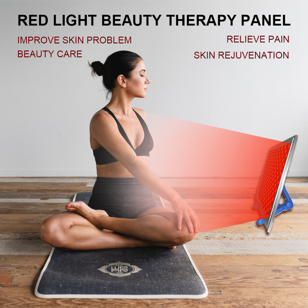 50W Infrared Therapy Lamp – Red Light 655–665nm & IR 850–860nm | Dimmable & Timer | AC100–240V | Aluminum Alloy + PC Cover | for Skin Beauty, Muscle | Blue Stand / Desktop Stand | Included Controller, Protective Goggles | US / EU / UK / AU Plug
