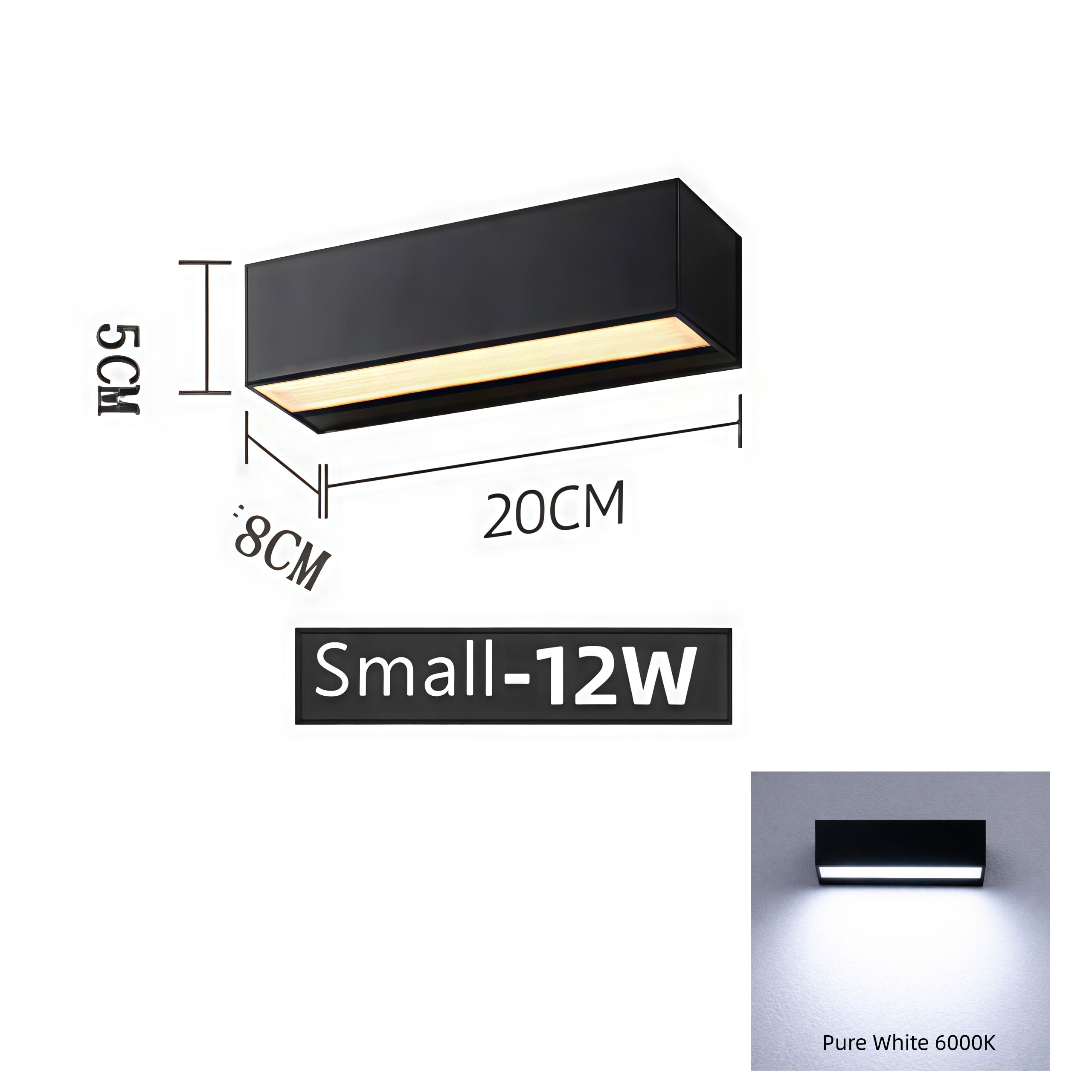 Outdoor LED Wall Light, Long Black Aluminum LED Wall Sconce - 12W / 18W / 28W | 3000K / 6000K | IP65 Waterproof Square Aluminum Wall Lamps