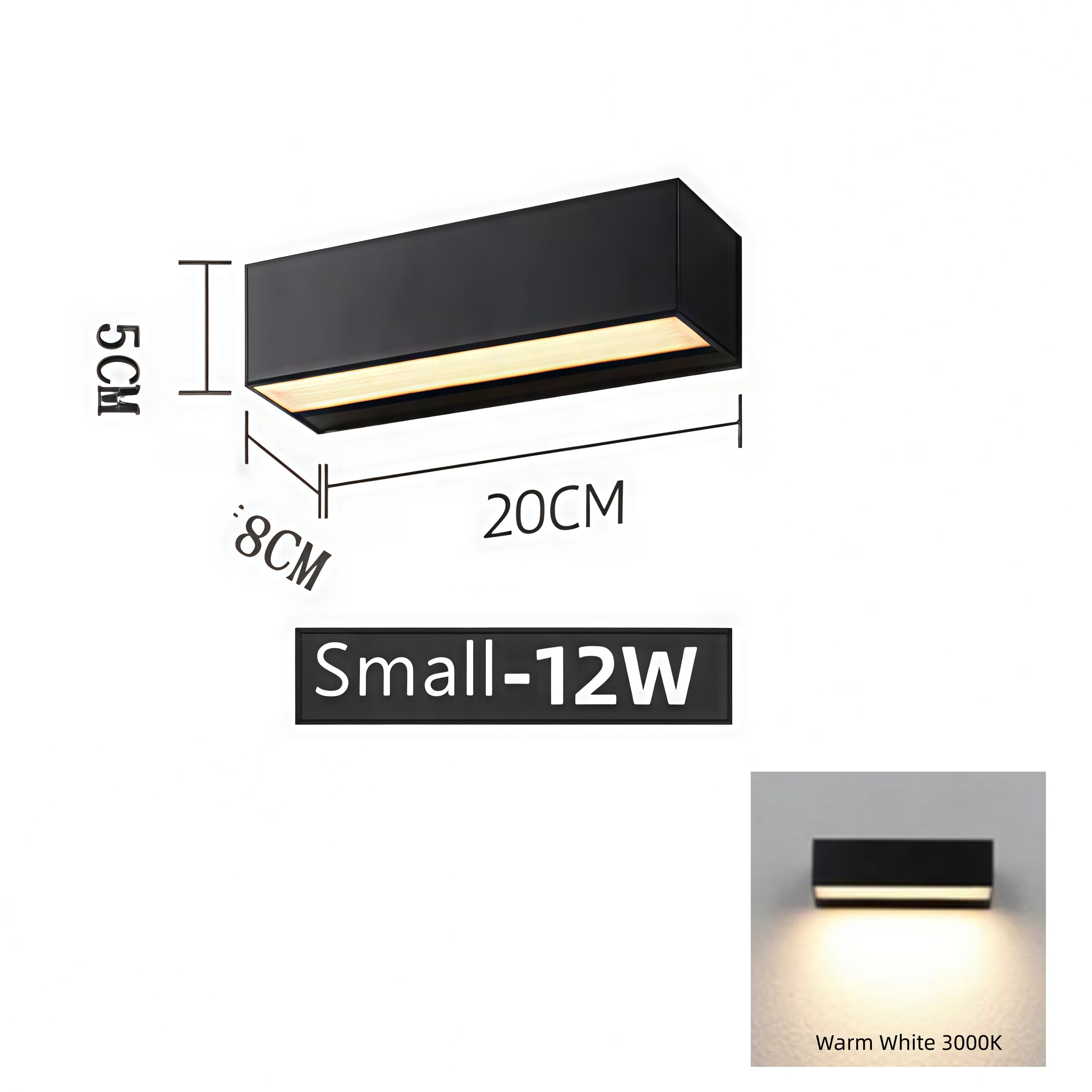 Outdoor LED Wall Light, Long Black Aluminum LED Wall Sconce - 12W / 18W / 28W | 3000K / 6000K | IP65 Waterproof Square Aluminum Wall Lamps