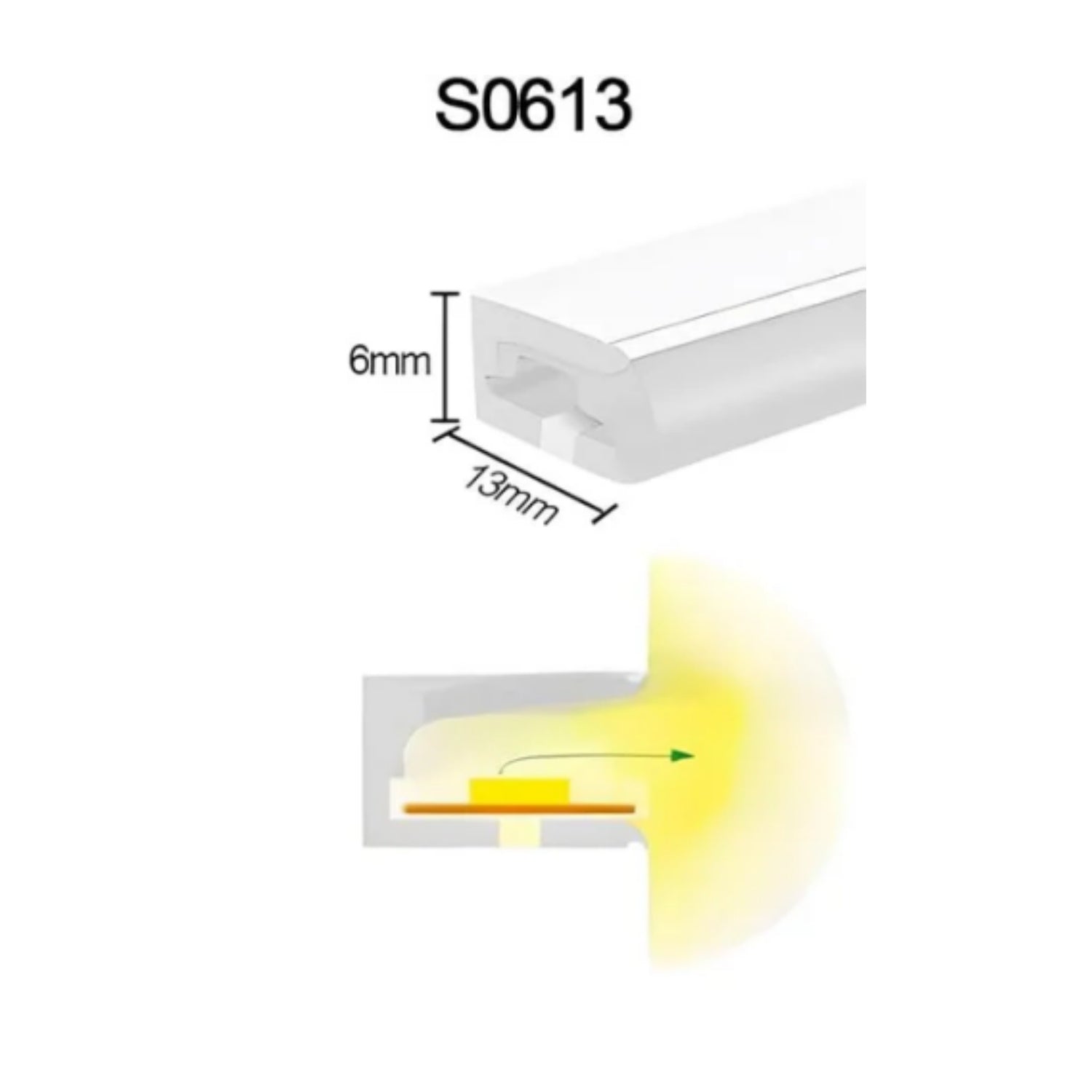 Neon Light Housing – S0613 Side Edge Lighting | 6x13mm Silicone LED Channel System | IP67 Waterproof | 8mm PCB Width | 164FT/50M