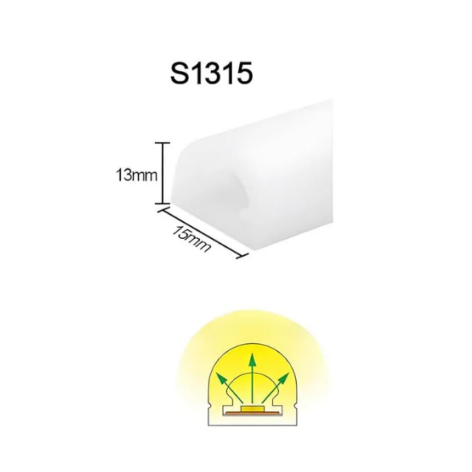 Neon Light Housing – S1315 | 13x15mm Silicone LED Channel System | IP67 Waterproof | 10mm PCB Width | 164FT/50M