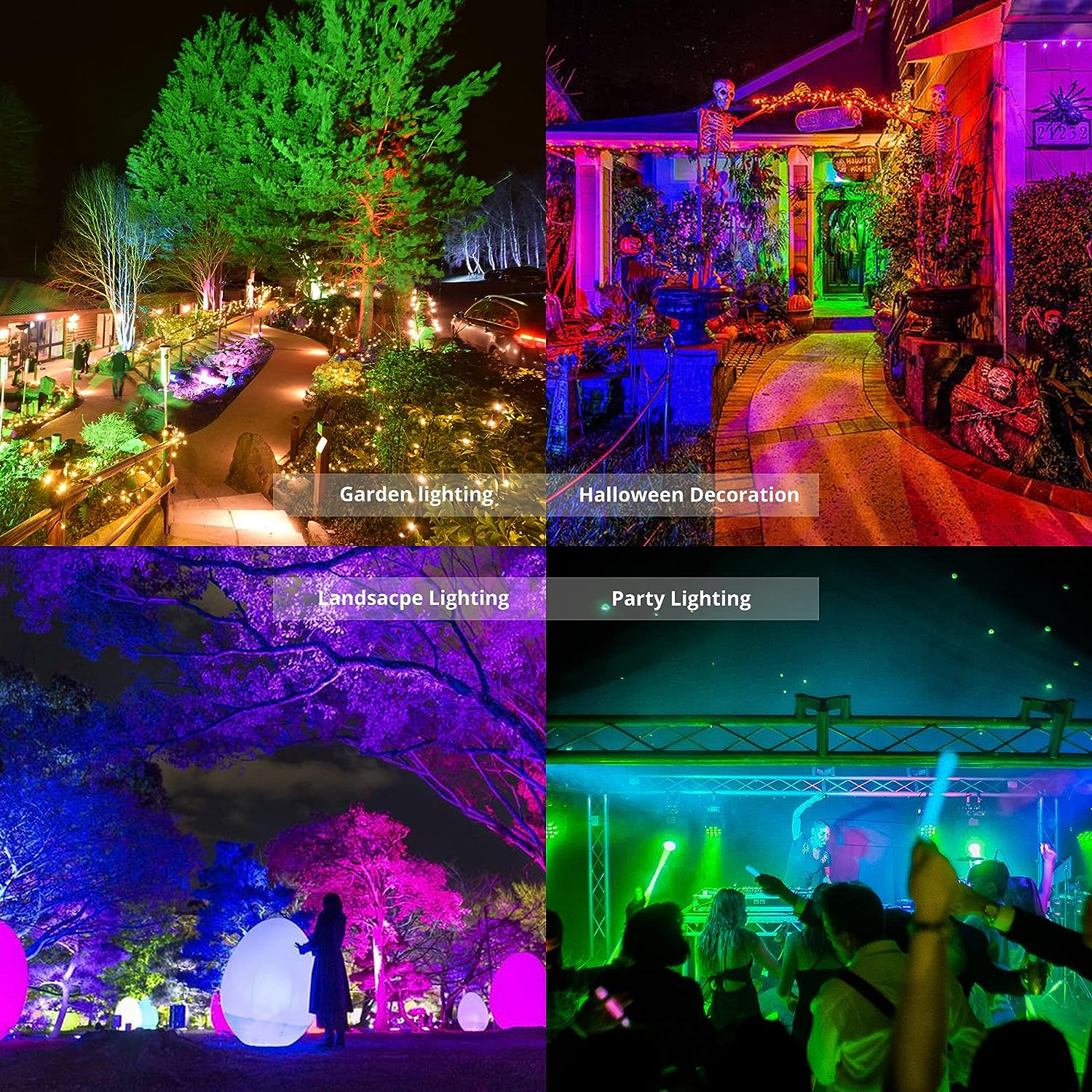 Lot de 2 projecteurs LED d'extérieur 30 W RGBCW, Wi-Fi, Bluetooth, RGBCW, 2 700 K-6 500 K, 16 millions de couleurs, éclairage paysager LED, étanchéité IP66