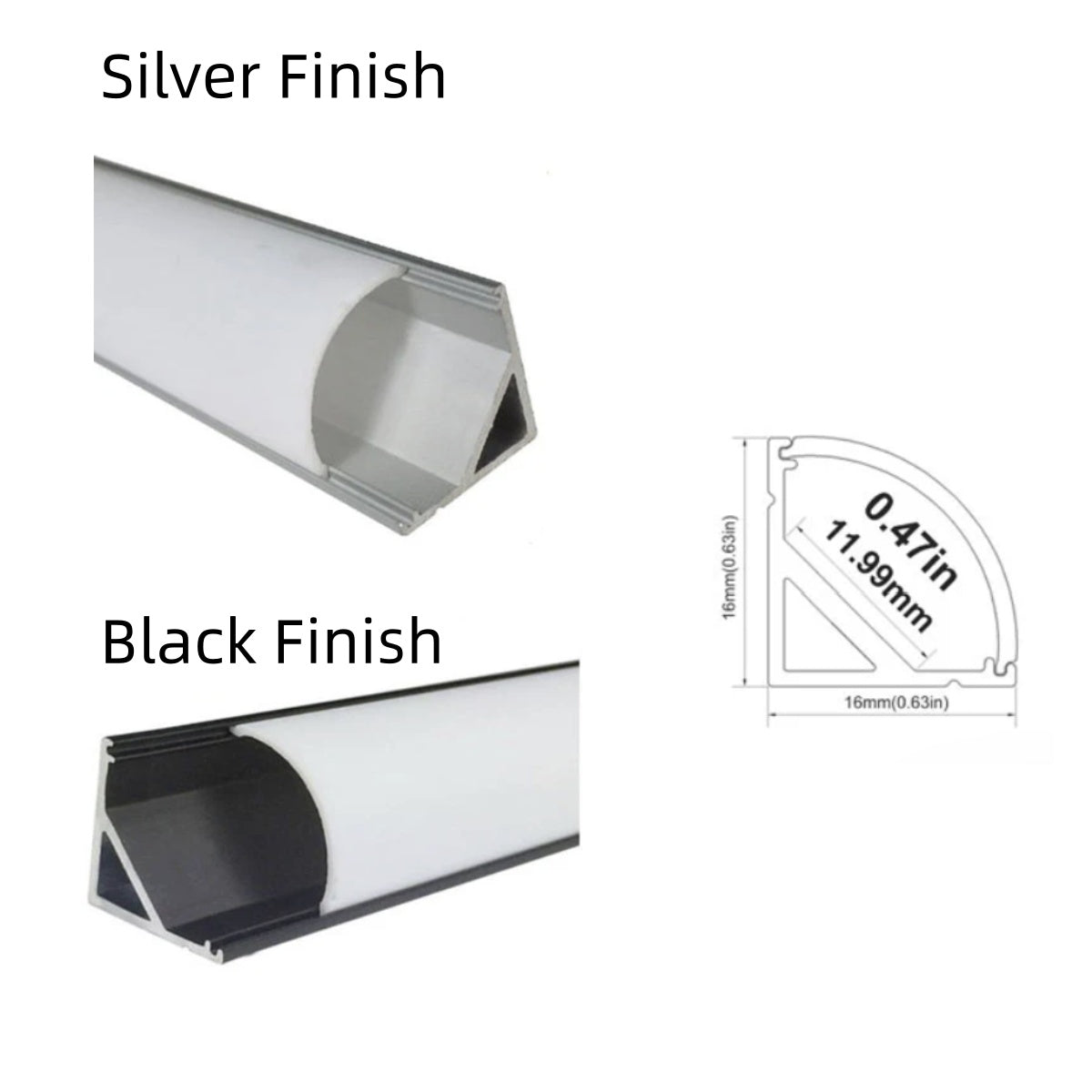 V02 Black Aluminum Rigid LED Strip Light -  16×16mm | DC12V | SMD5630 72 LEDs/M | 0.5M/1M | Warm White / Natural White / Cool White | Black Finish | Non-Waterproof | for Indoor Accent & Display Lighting | 10 / 50PCS