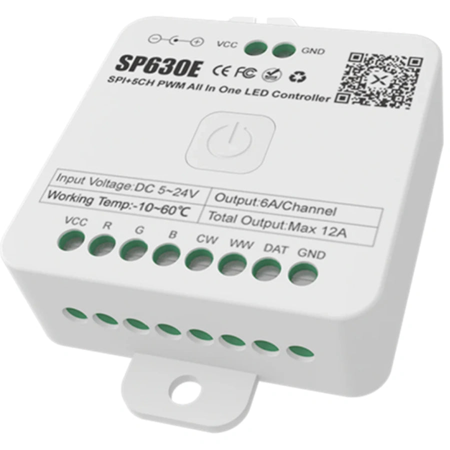 SP630E All-in-One SPI + 5CH PWW LED Controller Bluetooth Music Controller for LED Strips and LED Lights iOS/Android App Control