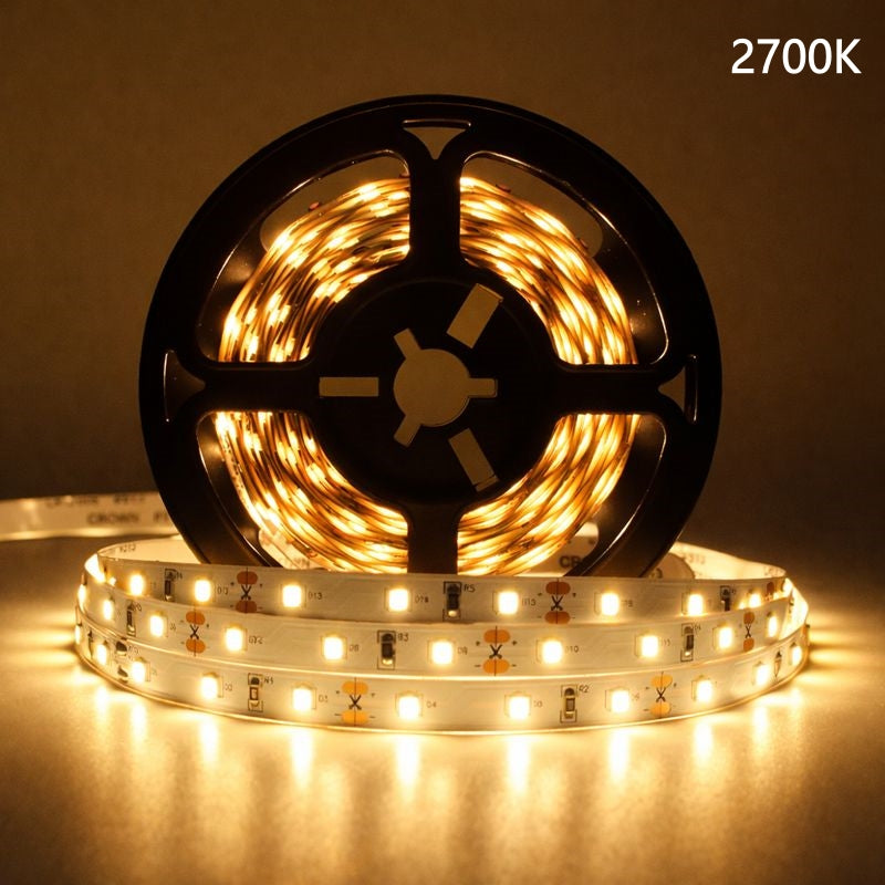 DC24V SMD2835 Full Spectrum LED Strip Light - CRI 97+ | 300 LEDs (60 LEDs/M) | 2700K / 3000K / 4000K / 5500K / 6500K | 10W/M | 8mm PCB | CRI 97+ | IP00 / IP67 | for Mirror, Kitchen Cabinet, Bedroom